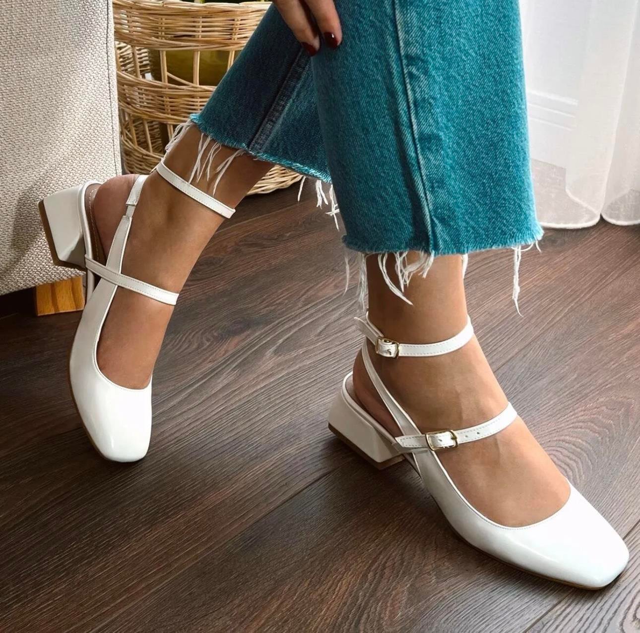 Beny Topuklu Babet Beyaz - KADIN AYAKKABI