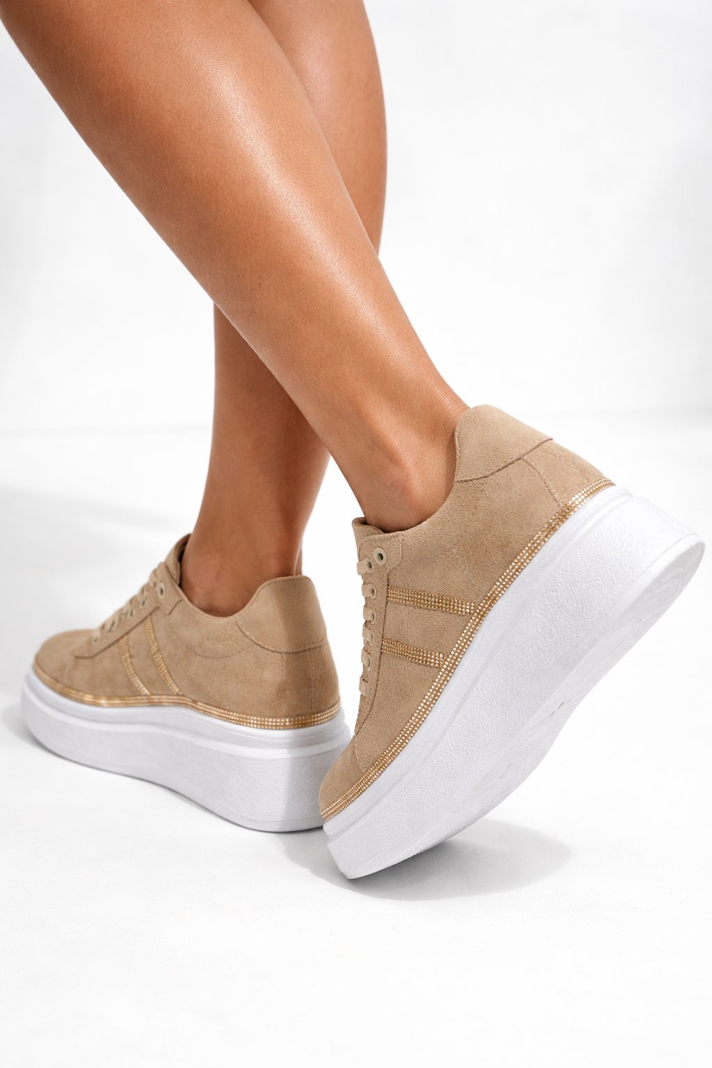 Bird Kristal Taşlı Spor Ayakkabı Kahverengi - Spor Ayakkabı