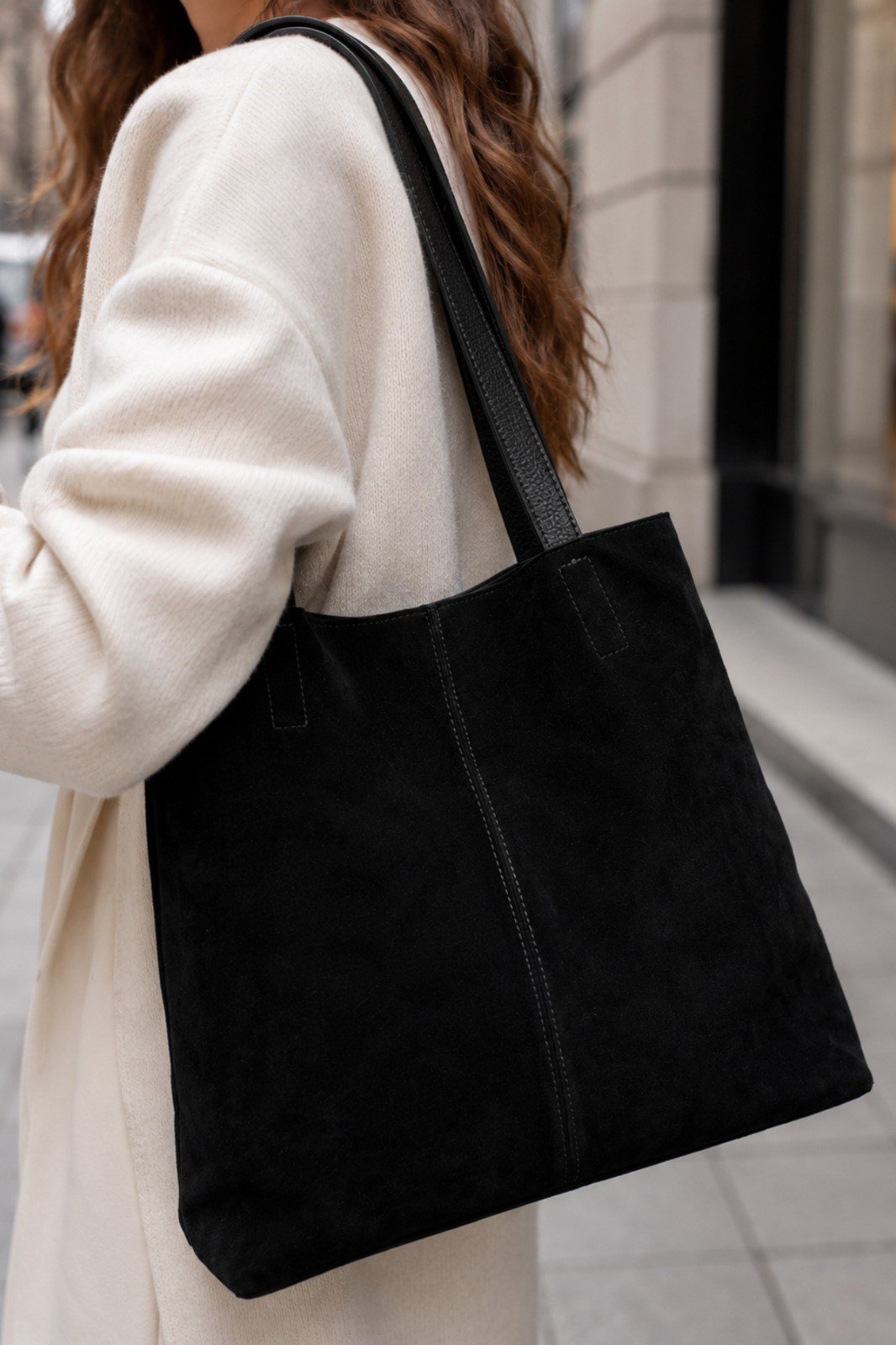 Black Suede Hakiki Süet Çanta Siyah - Çanta