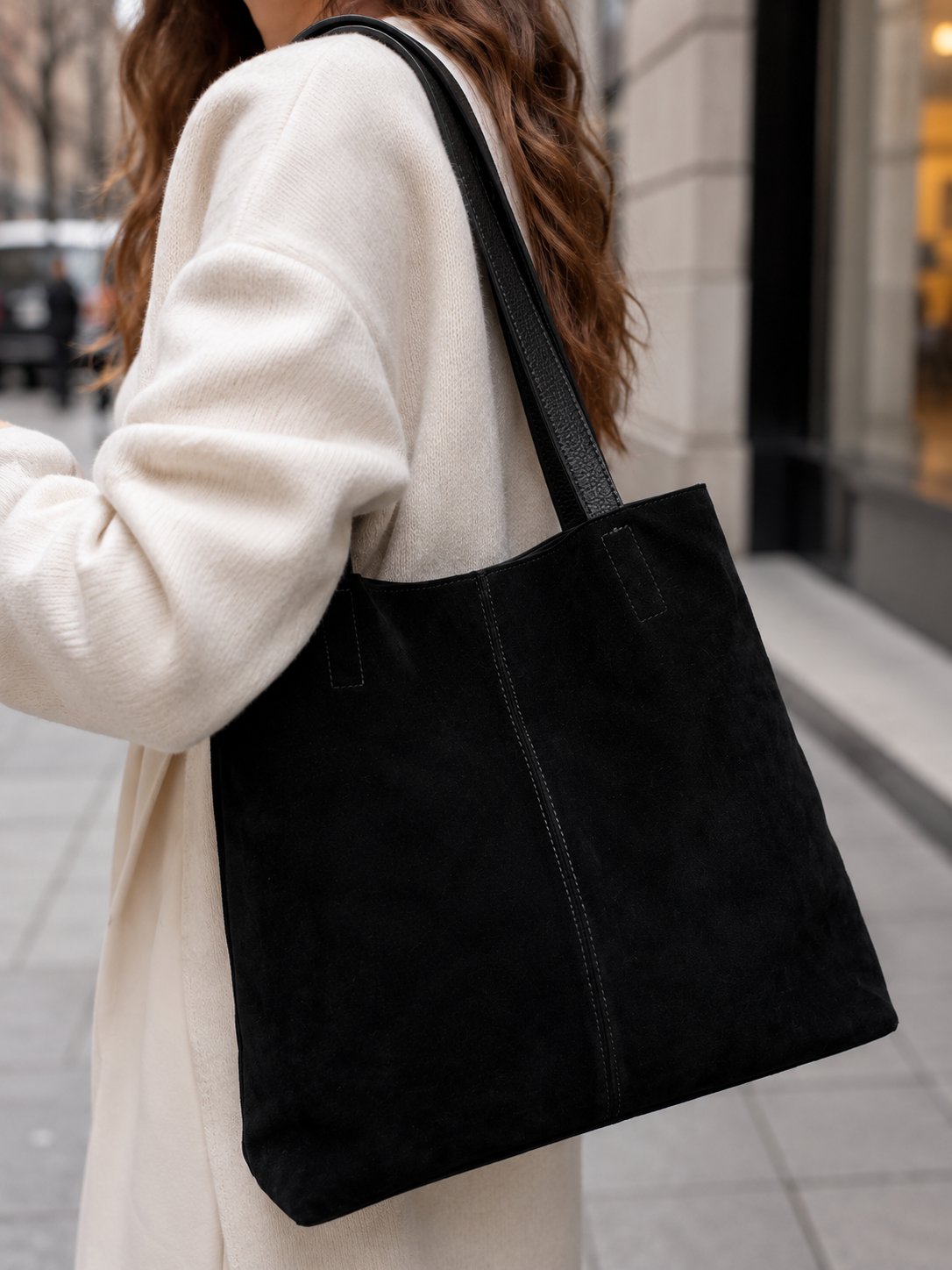 Black Suede Hakiki Süet Çanta Siyah - Çanta