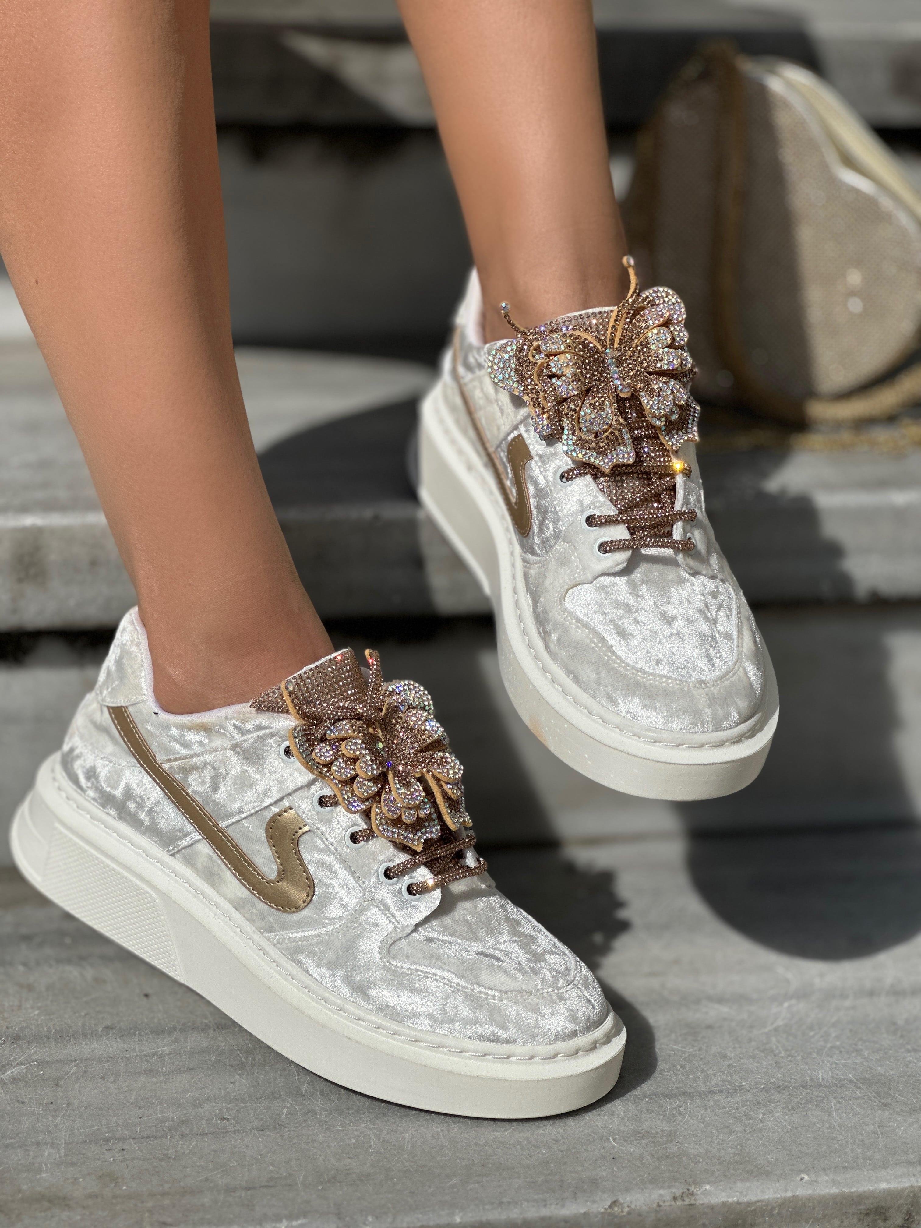 Butt Kelebek Özel Tasarım Spor Ayakkabı Beyaz - WOMAN SHOES