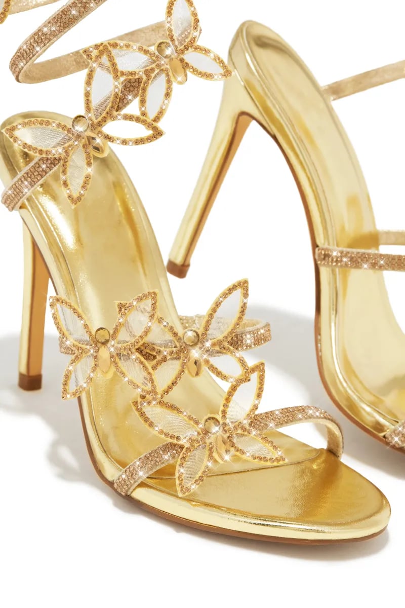 Butterfly İnce Topuklu Ayakkabı Gold - KADIN AYAKKABI