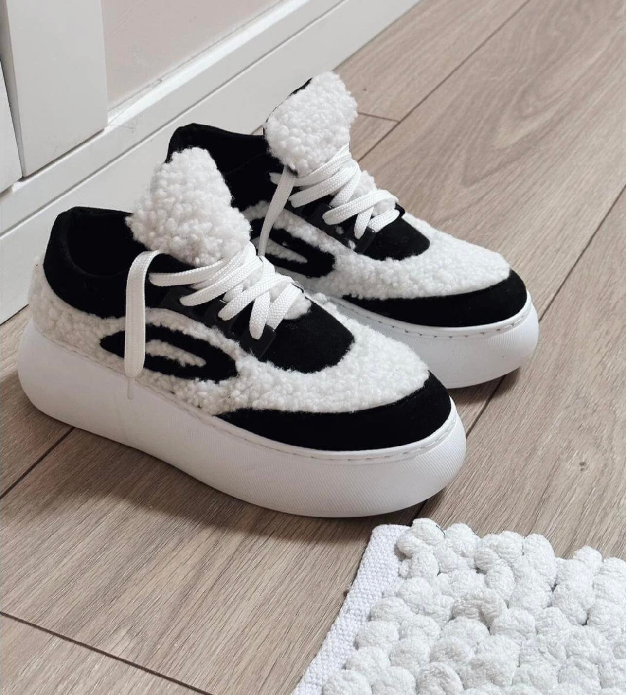 Cameli Yünlü Sneaker Siyah - KADIN AYAKKABI