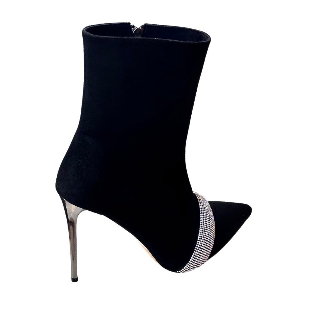 Casey Taşlı Süet Bot Siyah - KADIN AYAKKABI