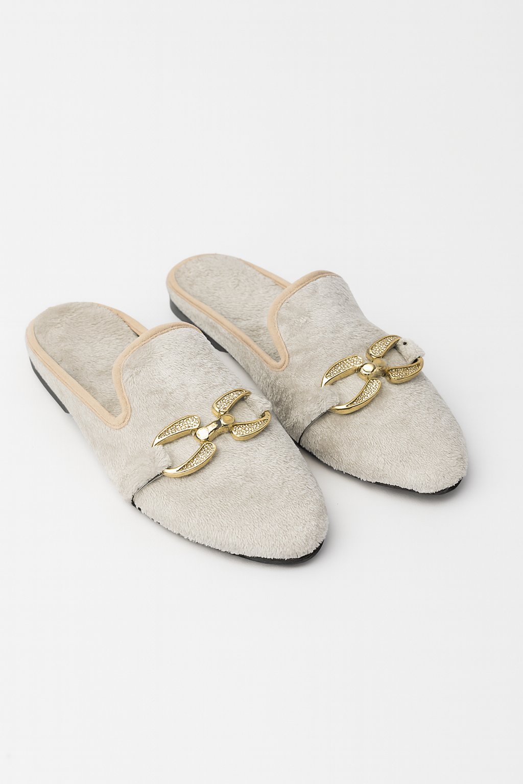 Charme Tüylü Terlik Bej - 