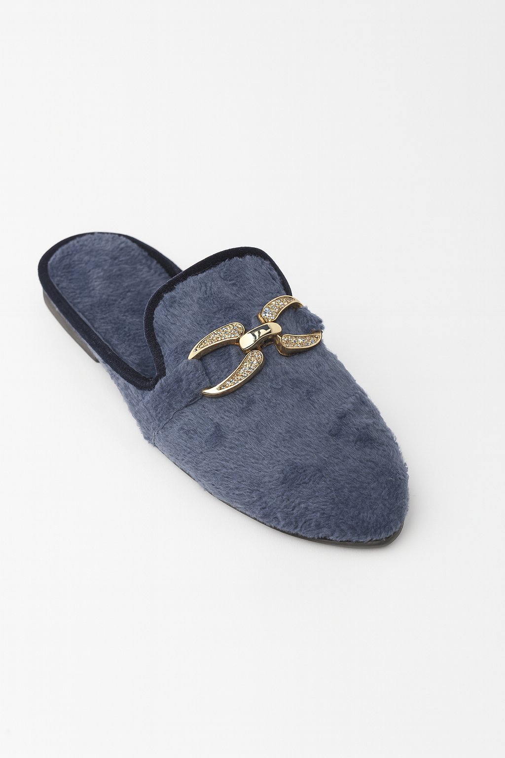 Charme Tüylü Terlik Mavi - 