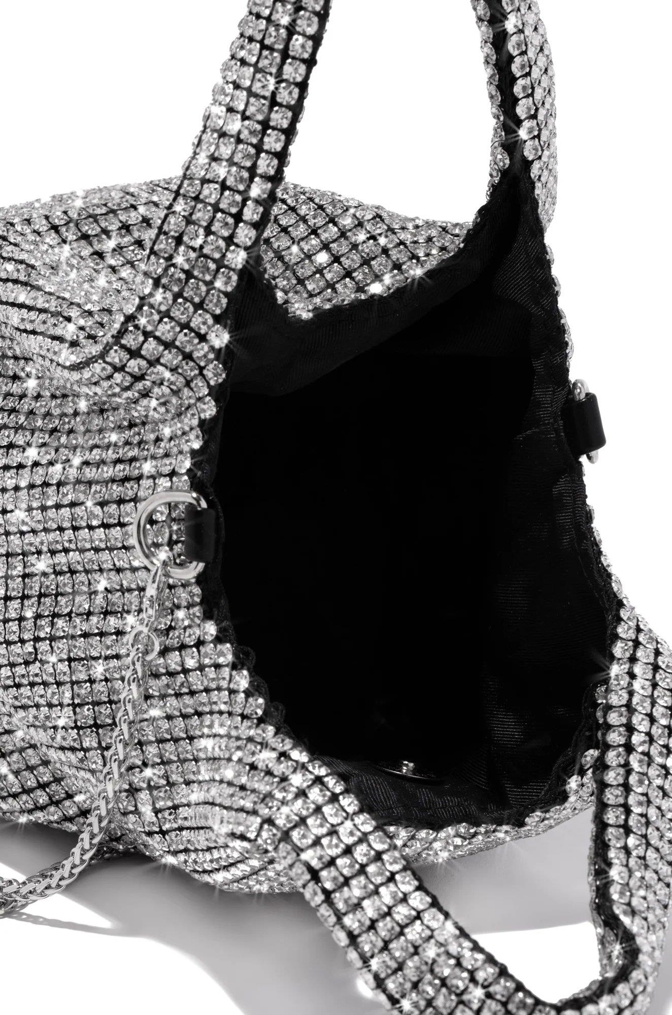 Chaya Kristal Taşlı Çanta Gümüş - ÇANTA