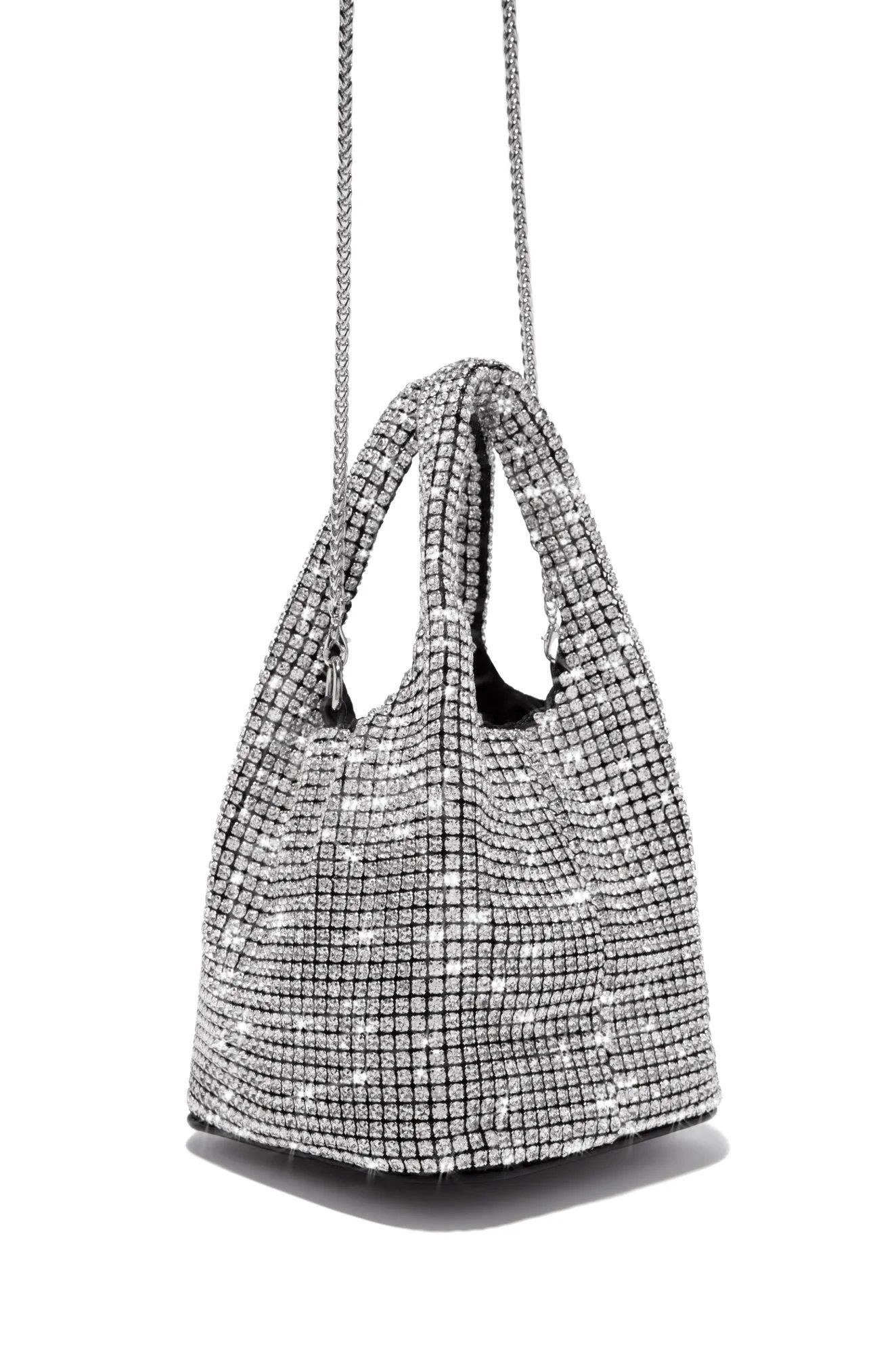 Chaya Kristal Taşlı Çanta Gümüş - ÇANTA