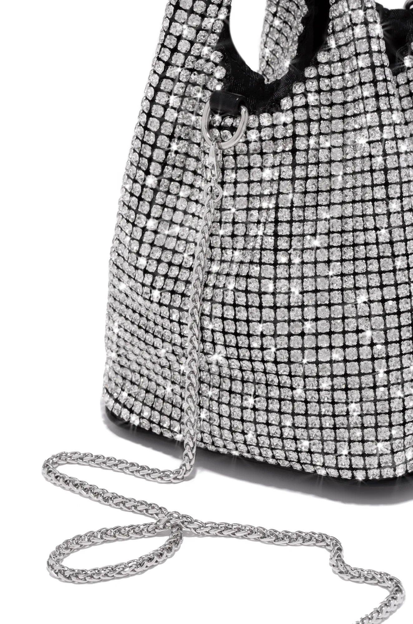 Chaya Kristal Taşlı Çanta Gümüş - ÇANTA