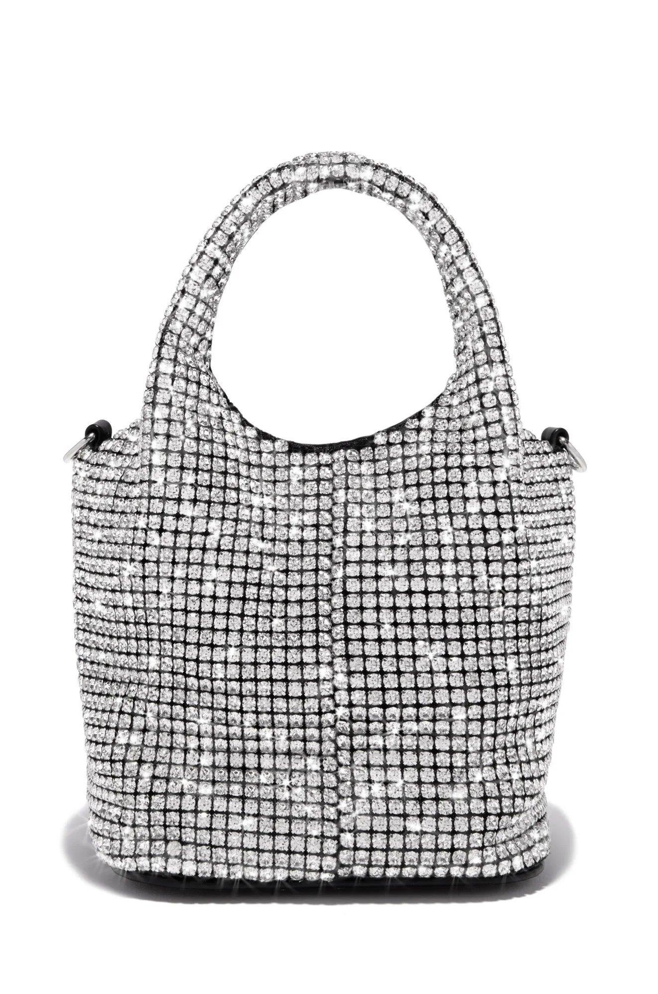 Chaya Kristal Taşlı Çanta Gümüş - ÇANTA