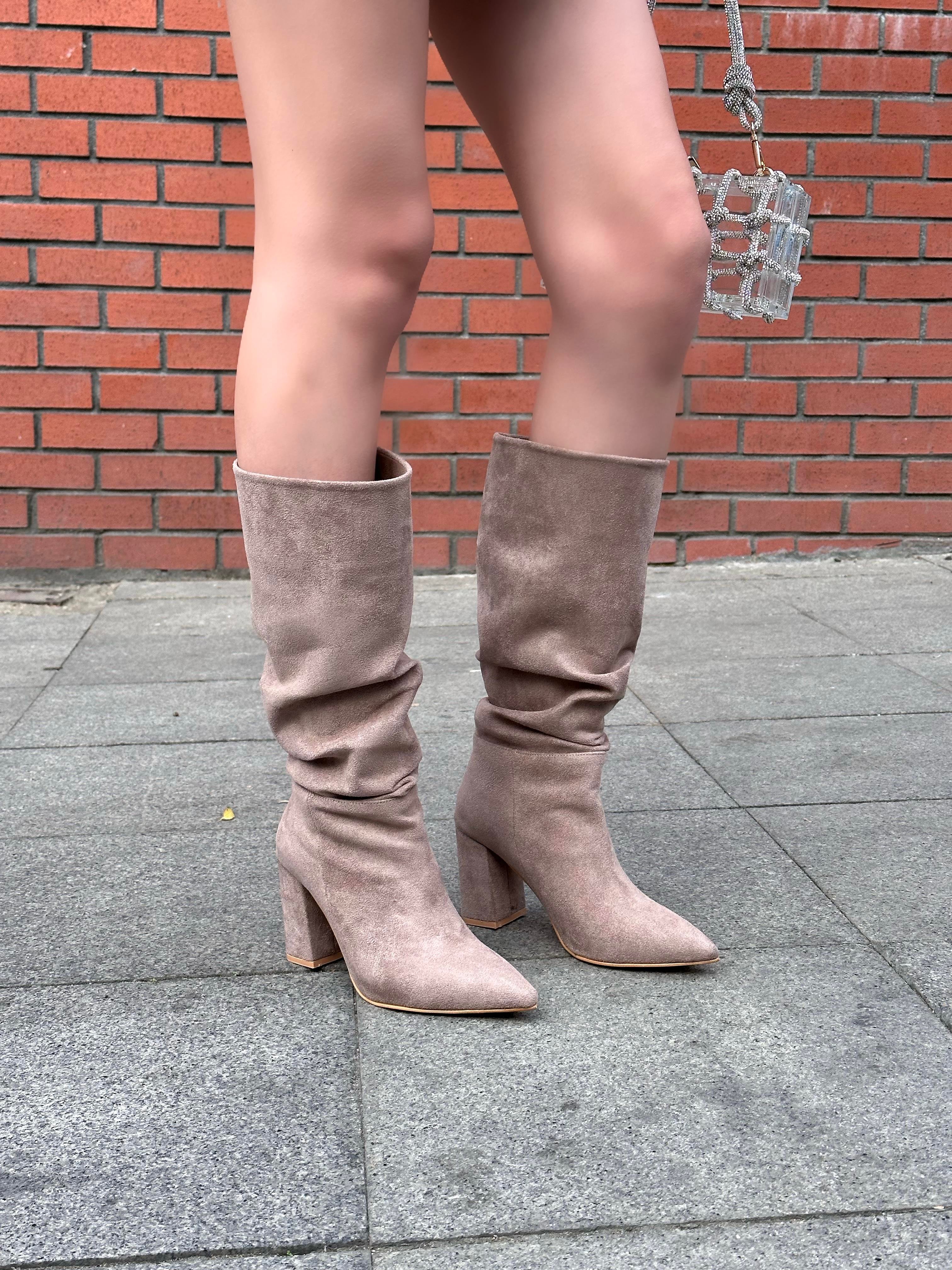 Cherry Çizme Bej - Topuklu Çizme