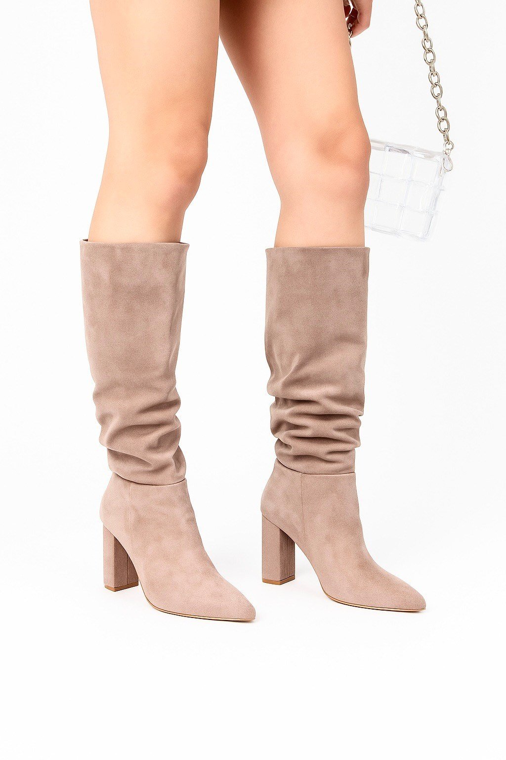 Cherry Long Boot Beige - Topuklu Çizme