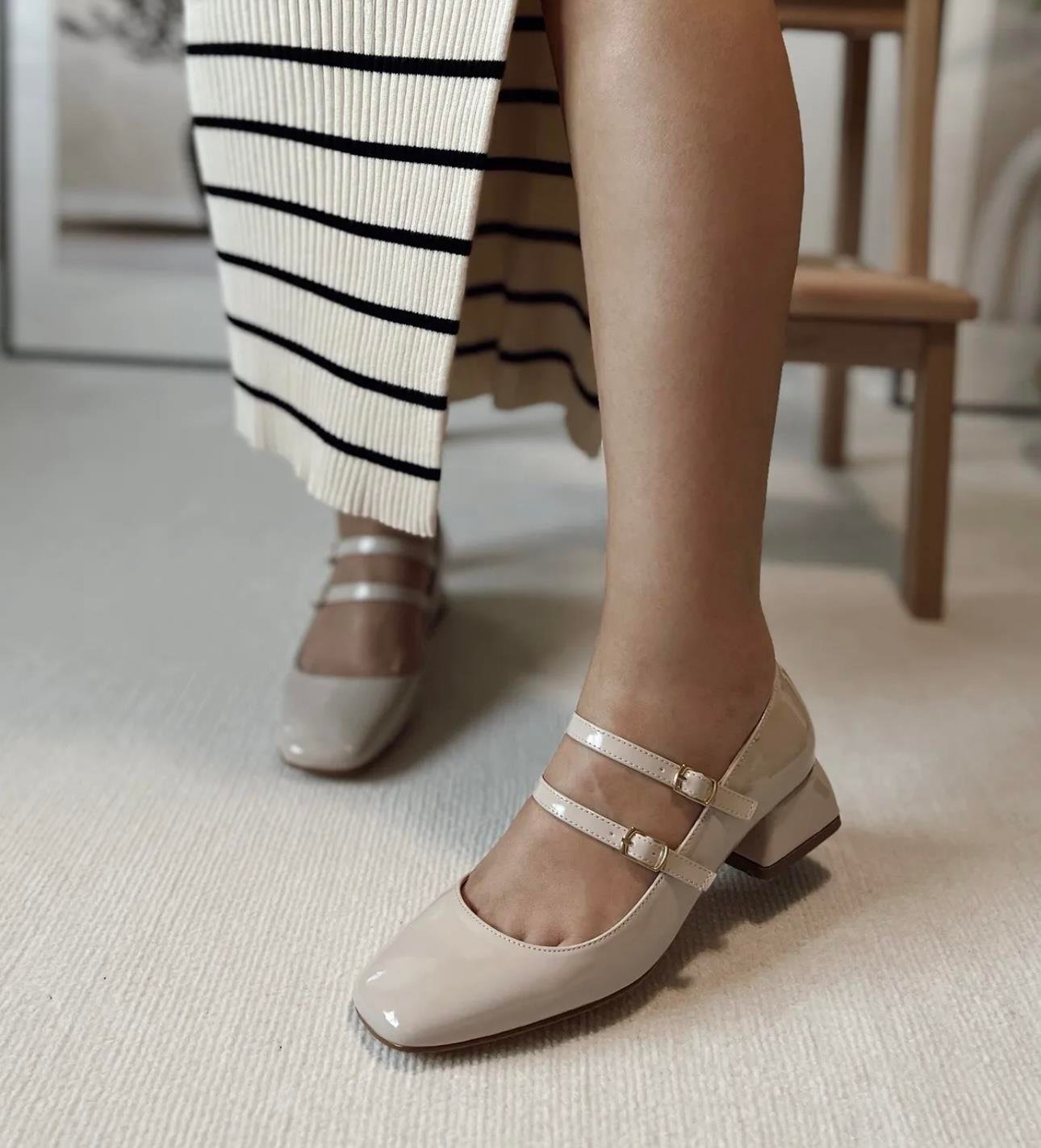 Cinzia Topuklu Rugan Babet Bej - KADIN AYAKKABI