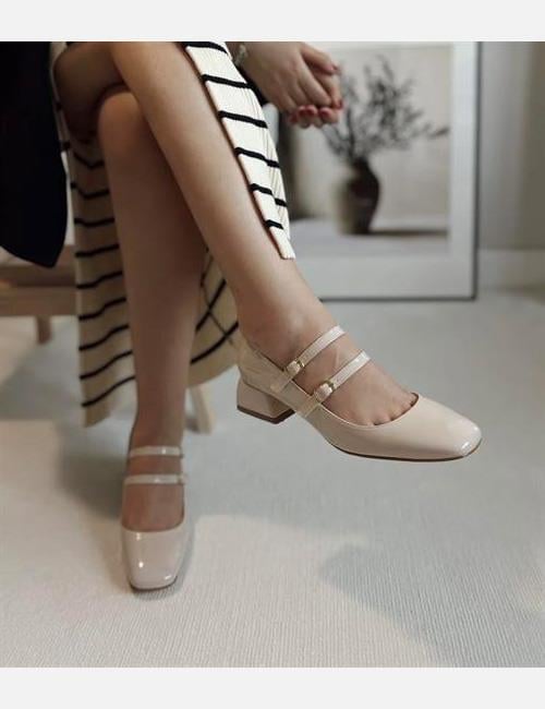 Cinzia Topuklu Rugan Babet Bej - KADIN AYAKKABI