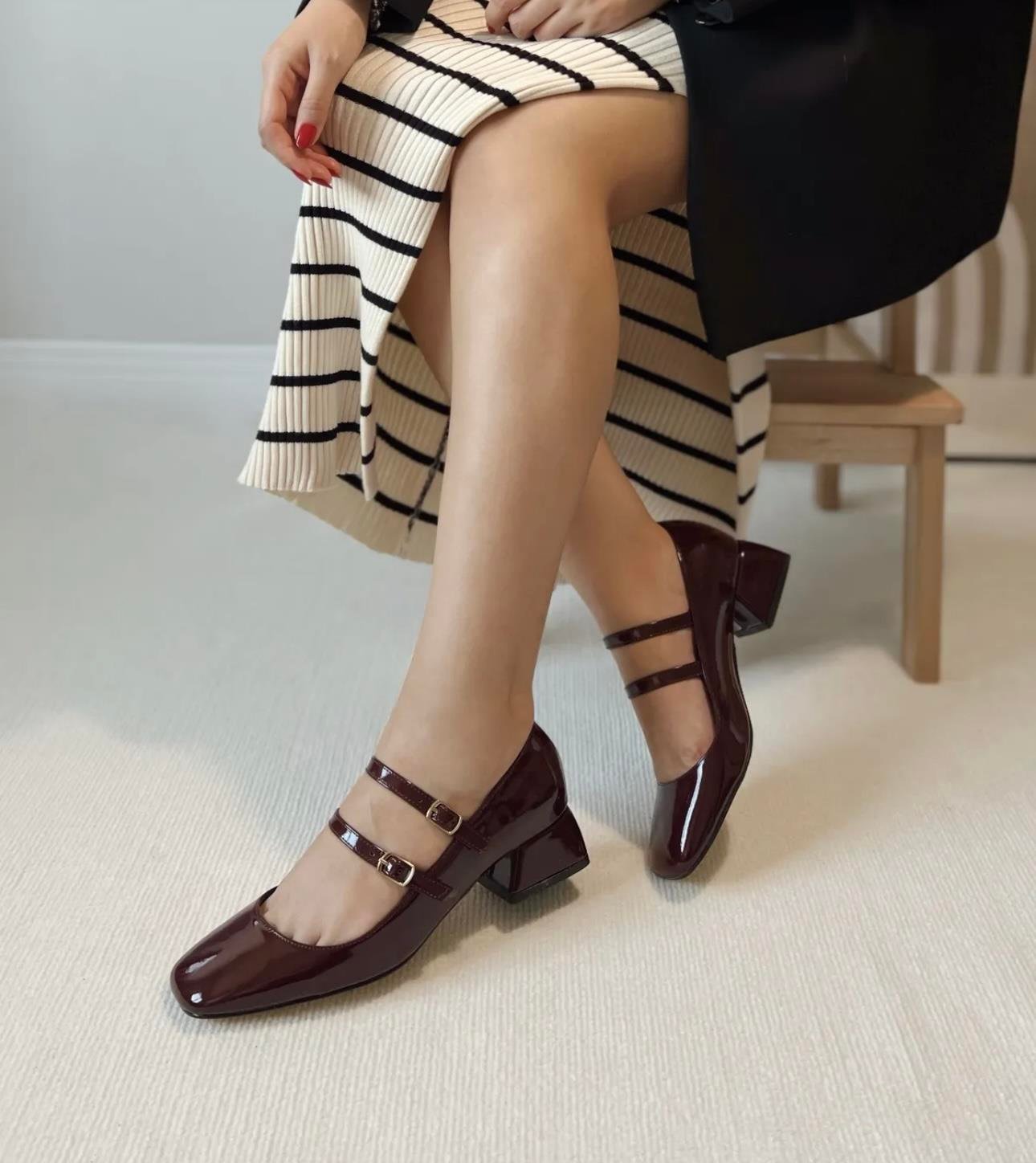 Cinzia Topuklu Rugan Babet Bordo - KADIN AYAKKABI