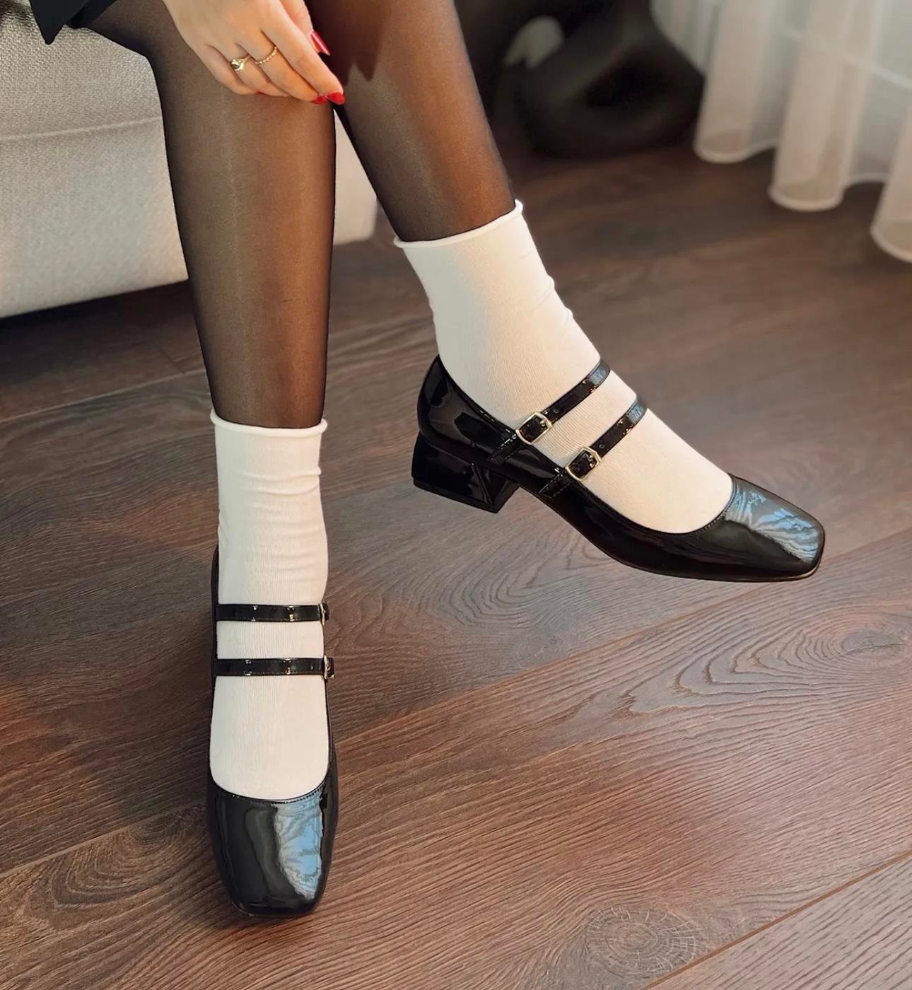 Cinzia Topuklu Rugan Babet Siyah - KADIN AYAKKABI