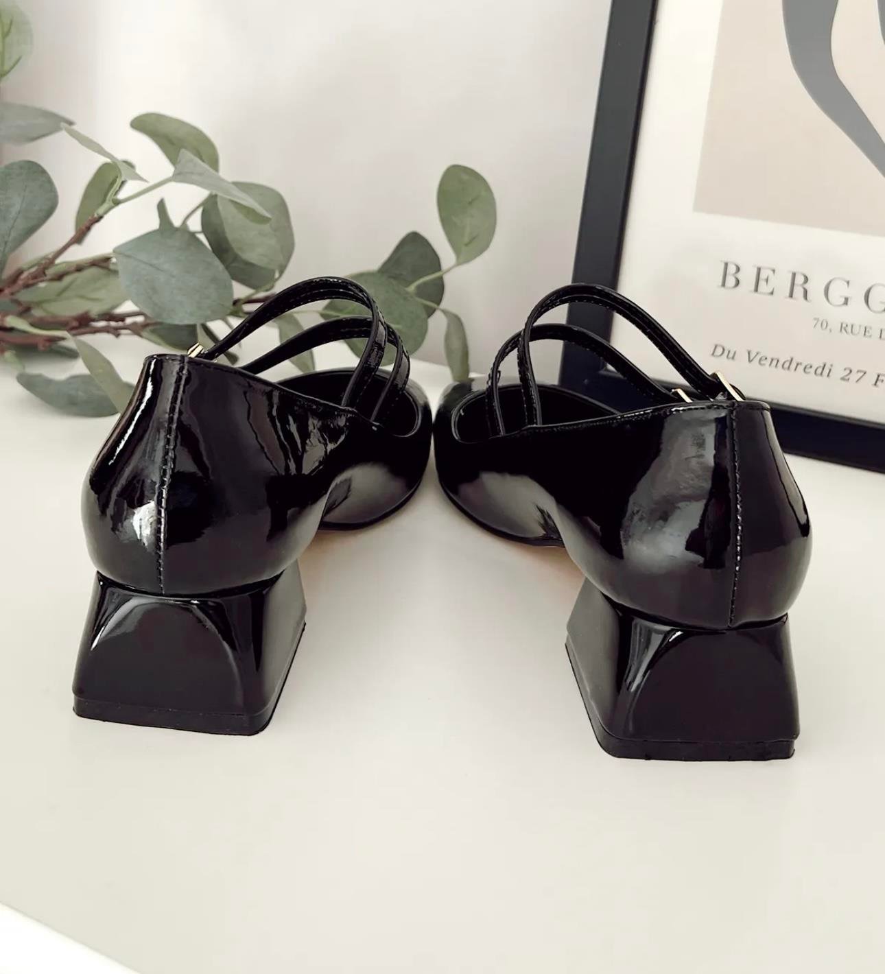 Cinzia Topuklu Rugan Babet Siyah - KADIN AYAKKABI