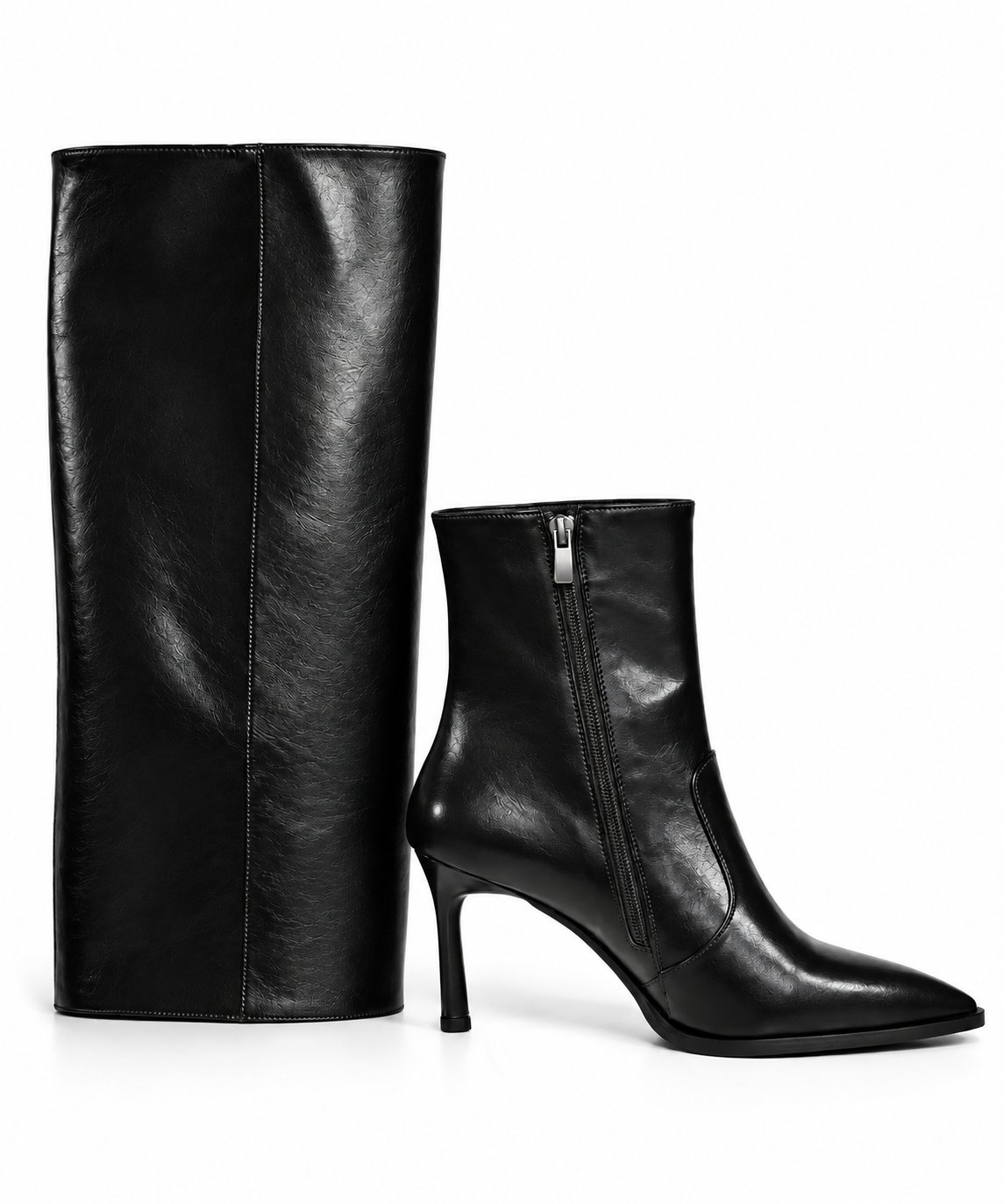 Classic Black İnce Topuk Çizme - Topuklu Çizme