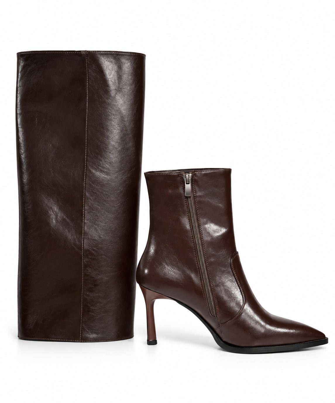 Classic Brown İnce Topuk Çizme - Topuklu Çizme