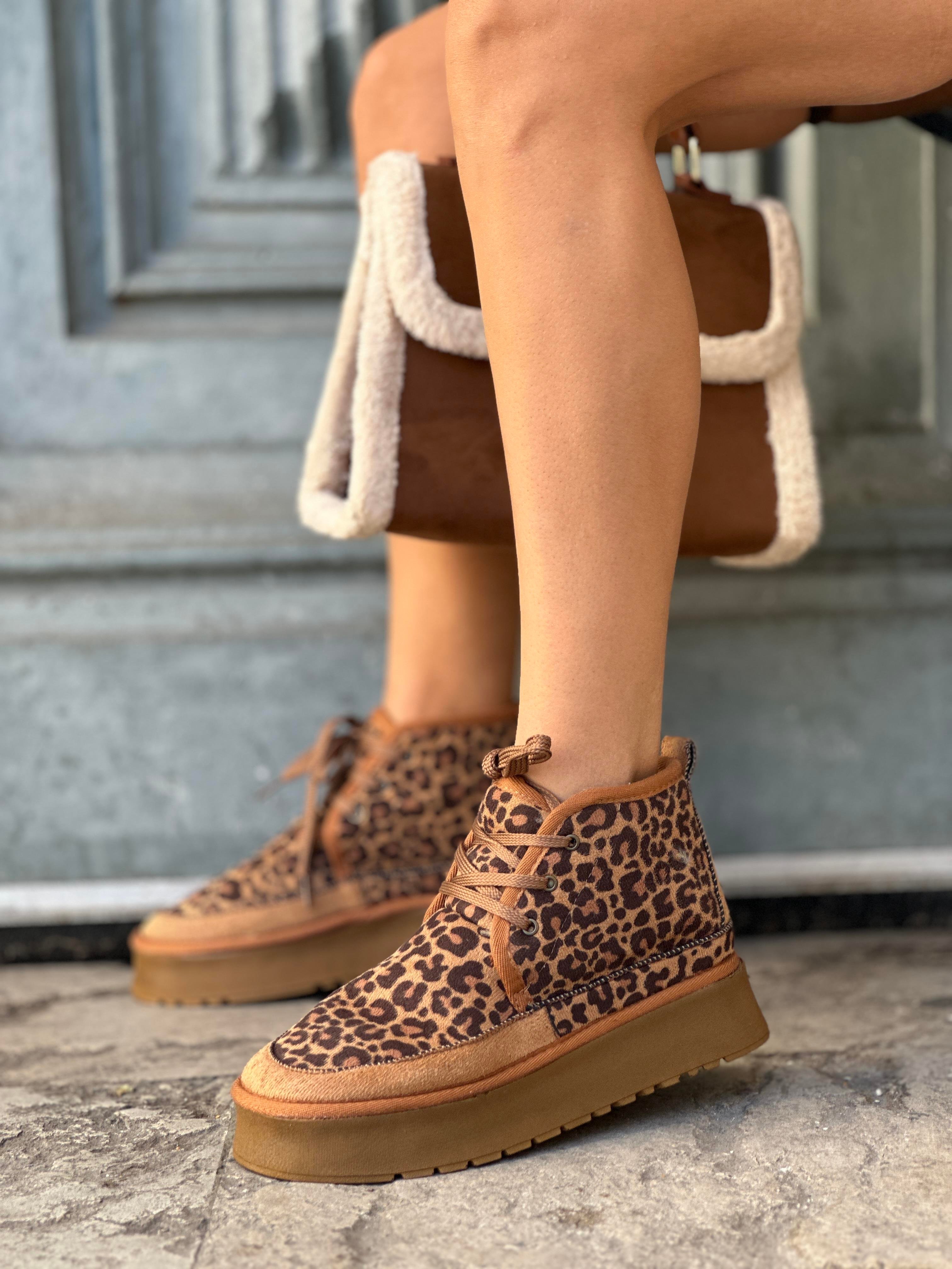 Coco Kürklü Kadın Bot Leopar - BOT