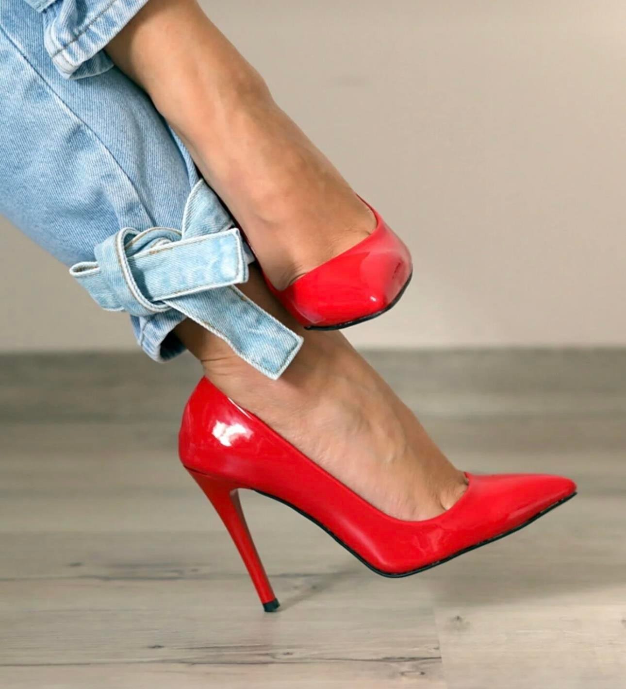 Cosmos Topuklu Rugan Stiletto Kırmızı - Stiletto