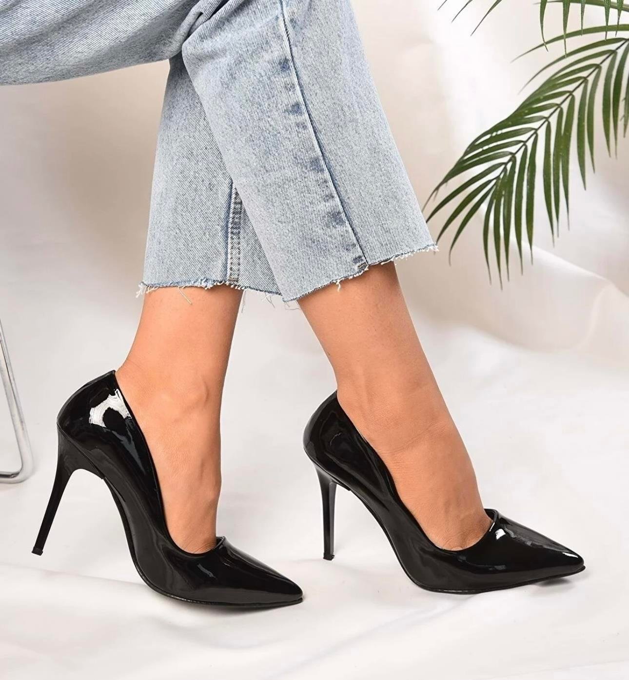 Cosmos Topuklu Rugan Stiletto Siyah - KADIN AYAKKABI