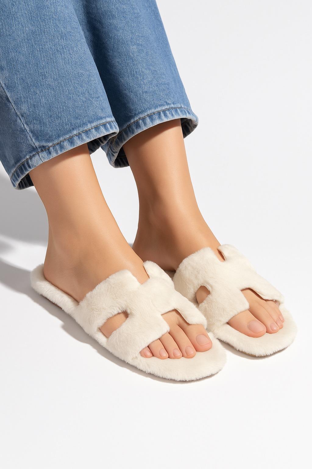 Cozzy Peluş Terlik Bej - Kışlık Terlik