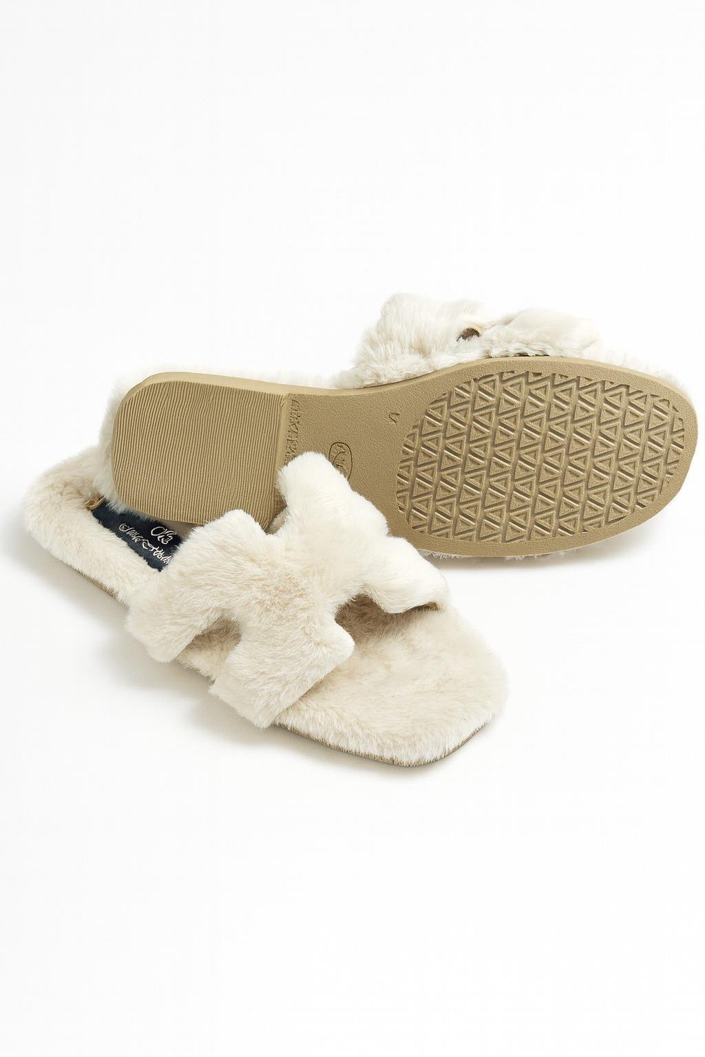 Cozzy Peluş Terlik Bej - Kışlık Terlik