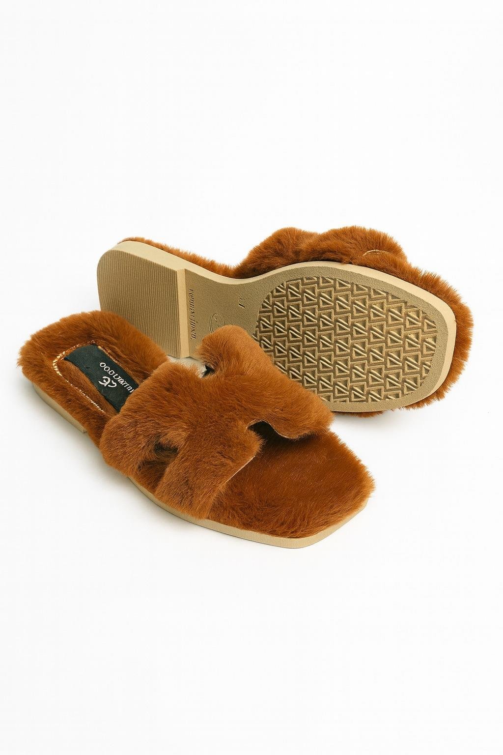 Cozzy Peluş Terlik Taba - Kışlık Terlik