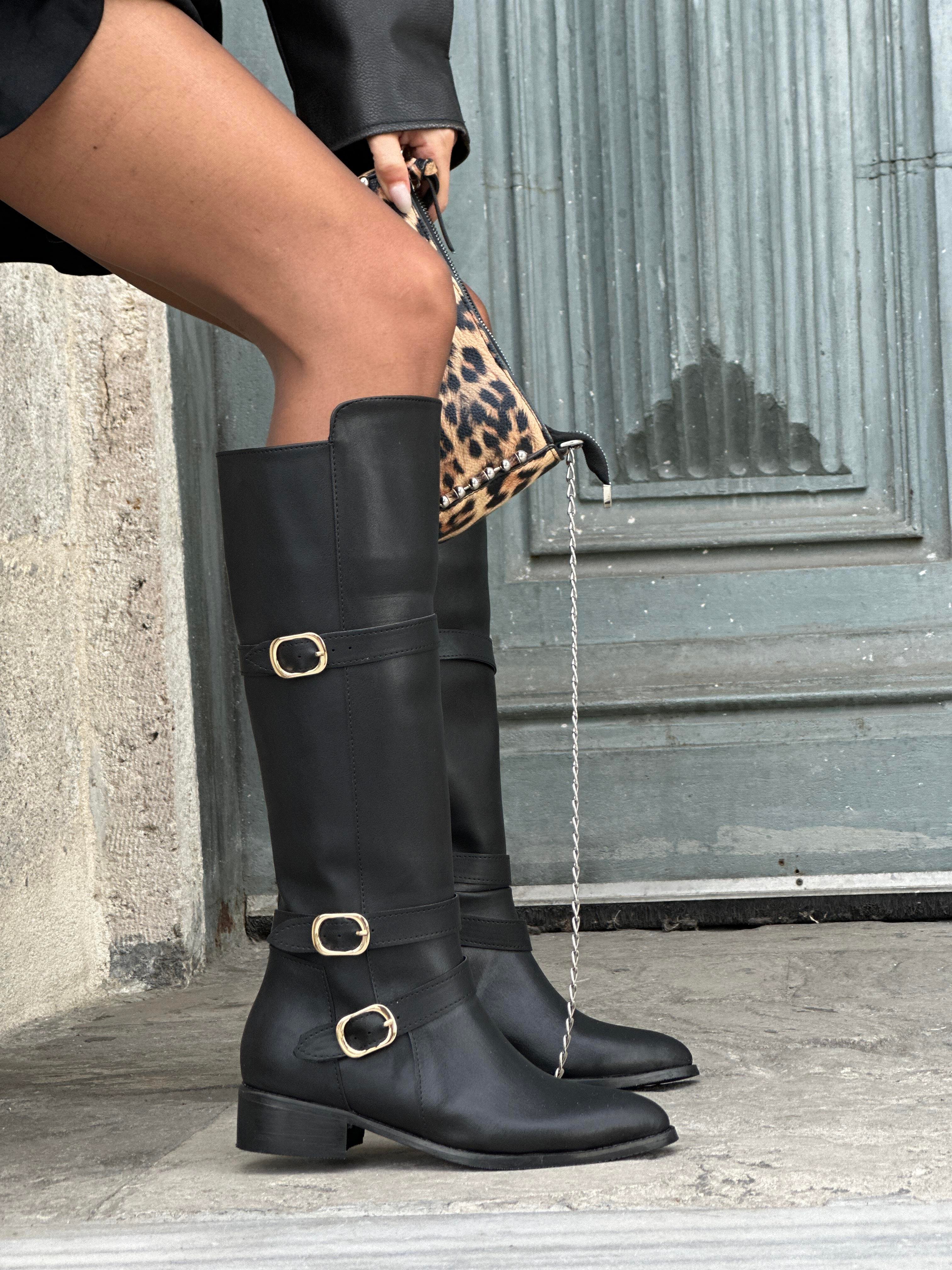 Cund Deri Çizme Siyah - LONG BOOTS