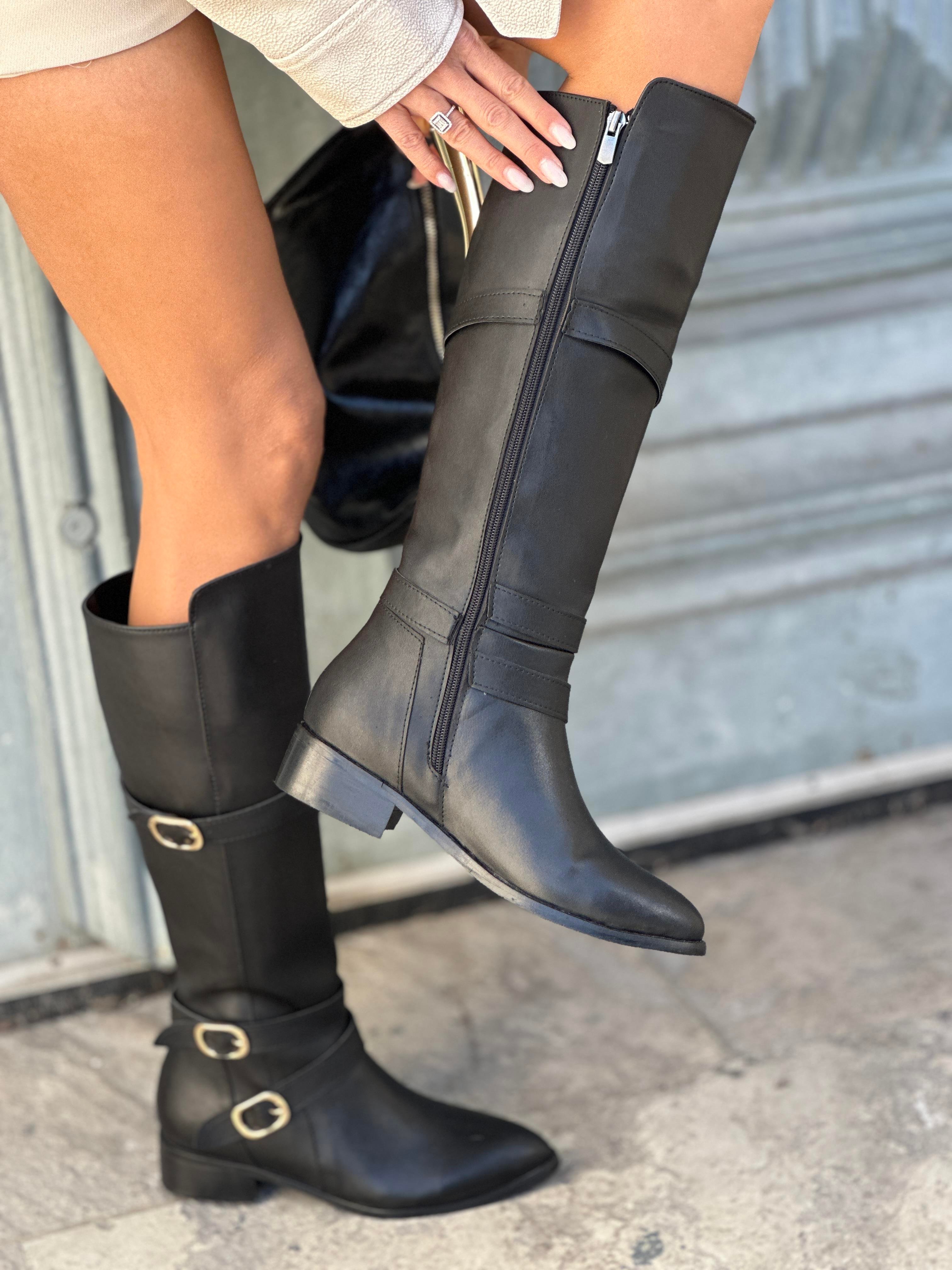 Cund Deri Çizme Siyah - LONG BOOTS
