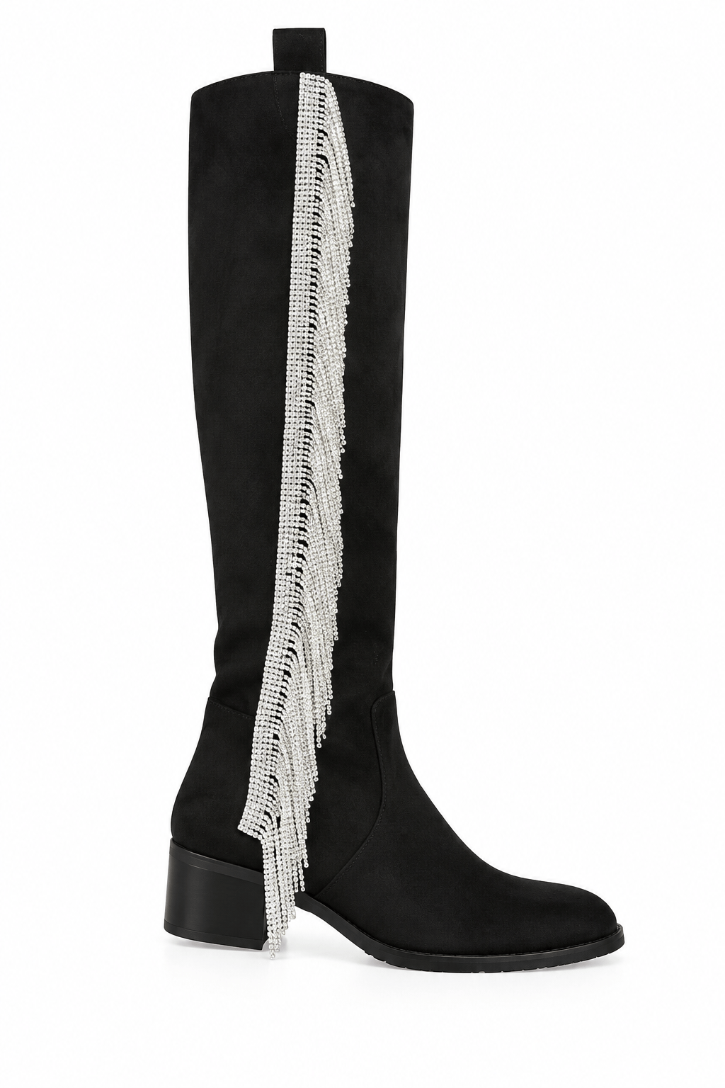 Dakato Crystal Stone Long Boot Black - Özel Tasarım Çizme