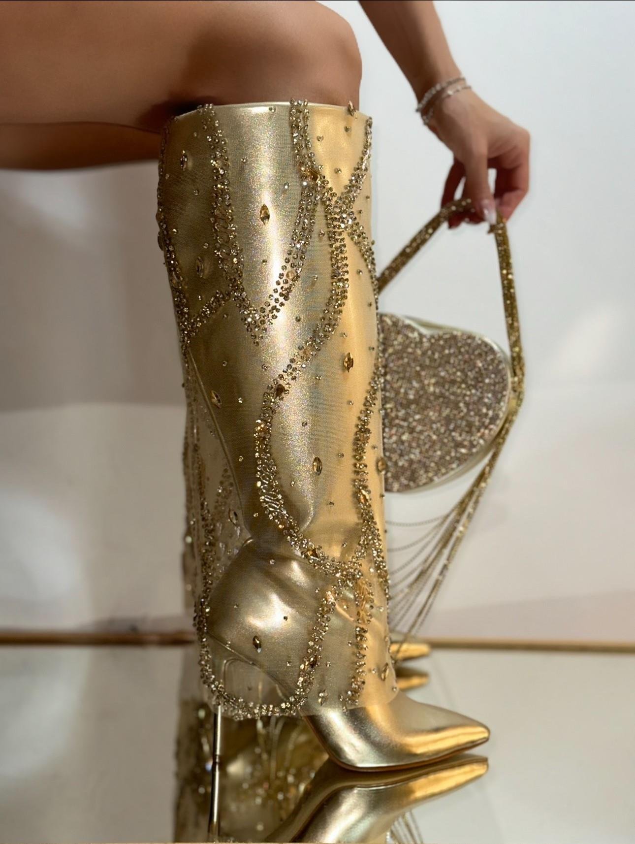 Denisa Çizme Gold - Long Boots