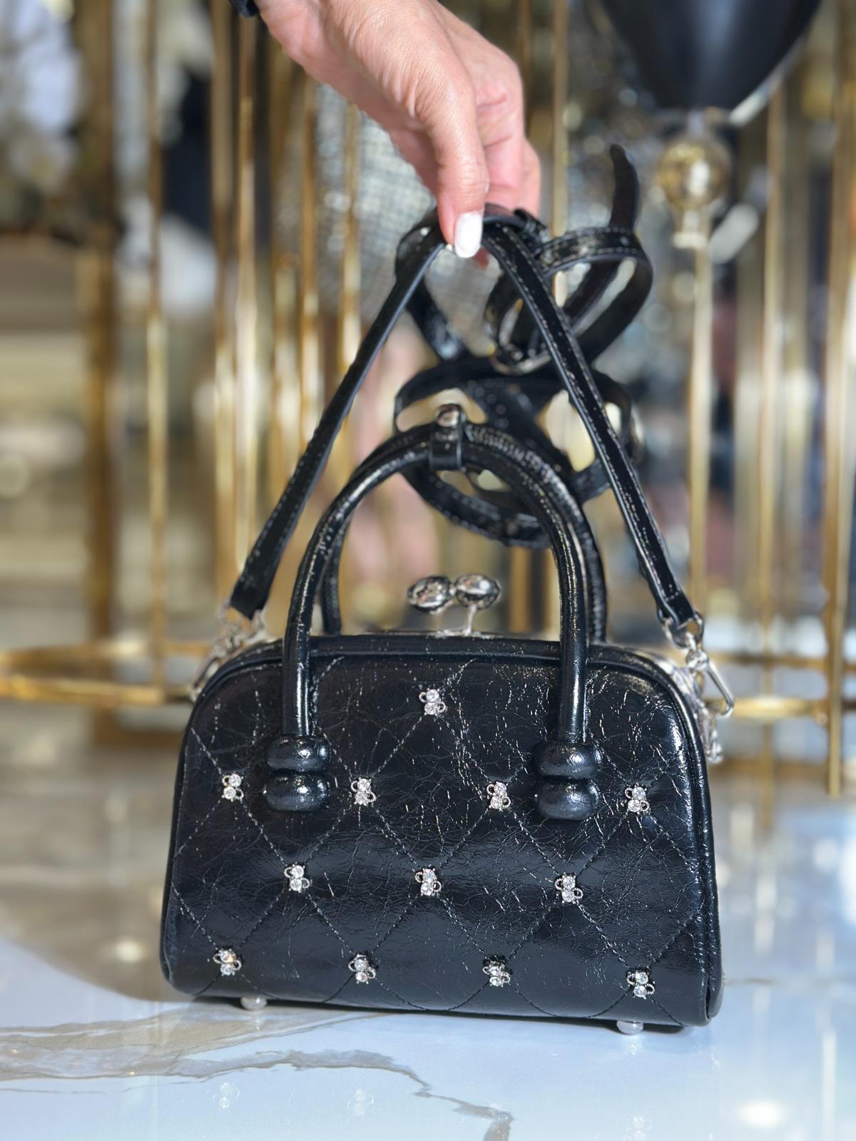 Diley Kristal Taşlı Çanta Siyah - WOMAN SHOES