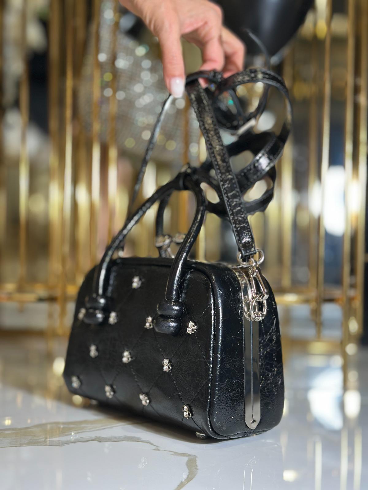 Diley Kristal Taşlı Çanta Siyah - WOMAN SHOES