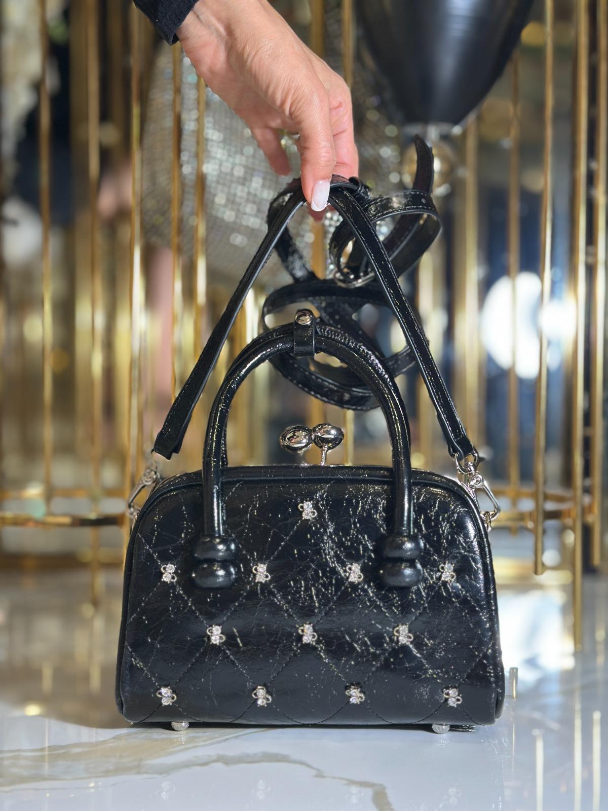 Diley Kristal Taşlı Çanta Siyah - WOMAN SHOES