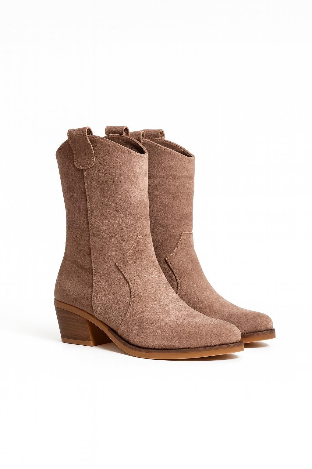 Dino Hakiki Süet Deri Bot Bej - WOMAN SHOES