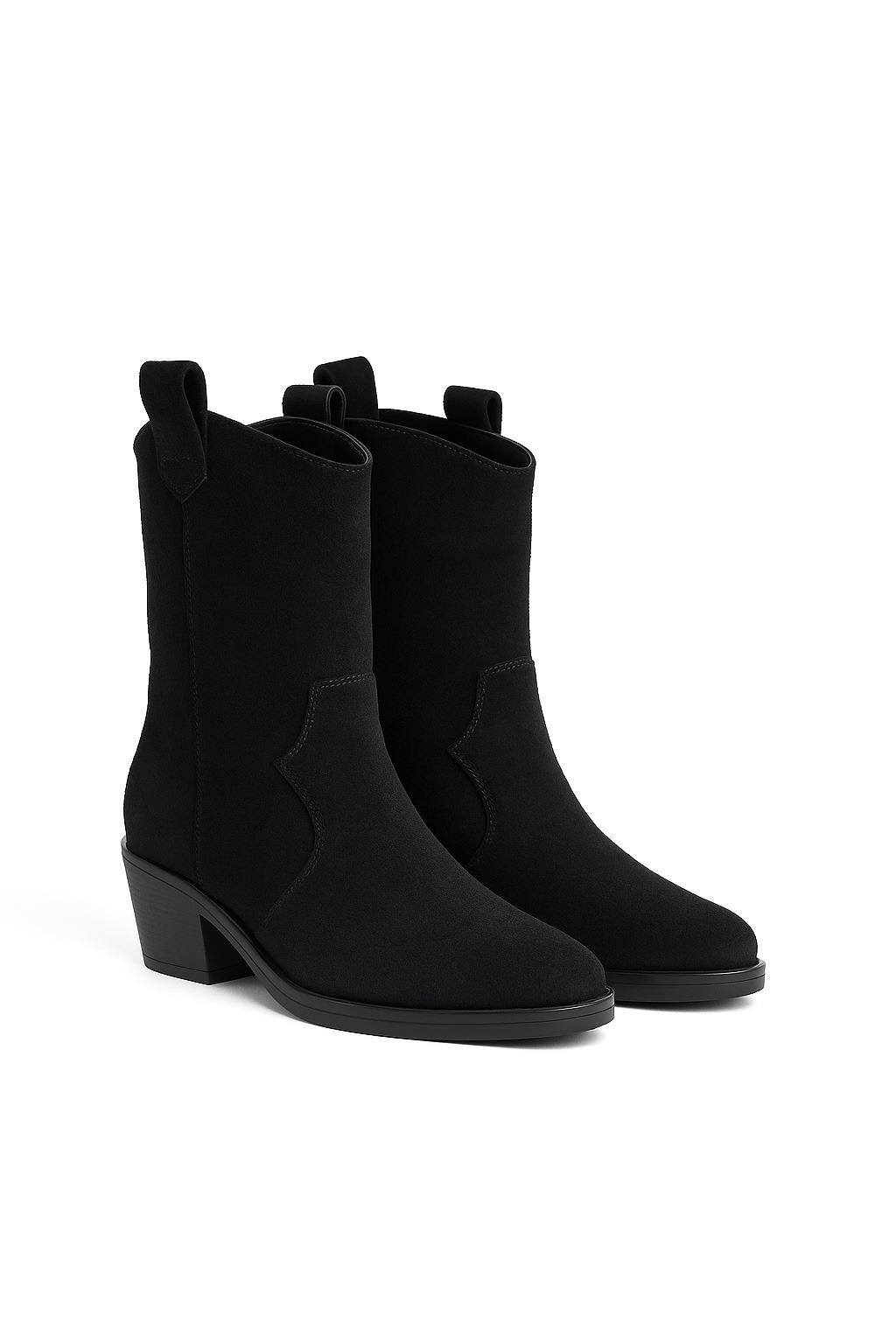 Dino Hakiki Süet Deri Bot Siyah - WOMAN SHOES