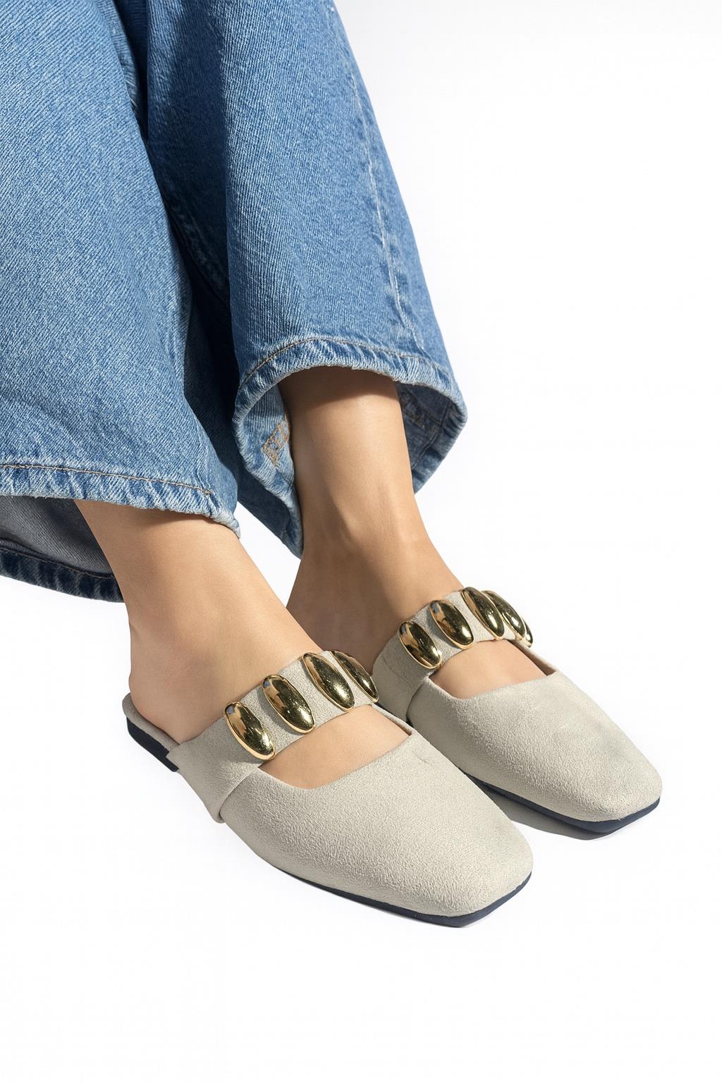 Diva Süet Terlik Bej - Kışlık Terlik