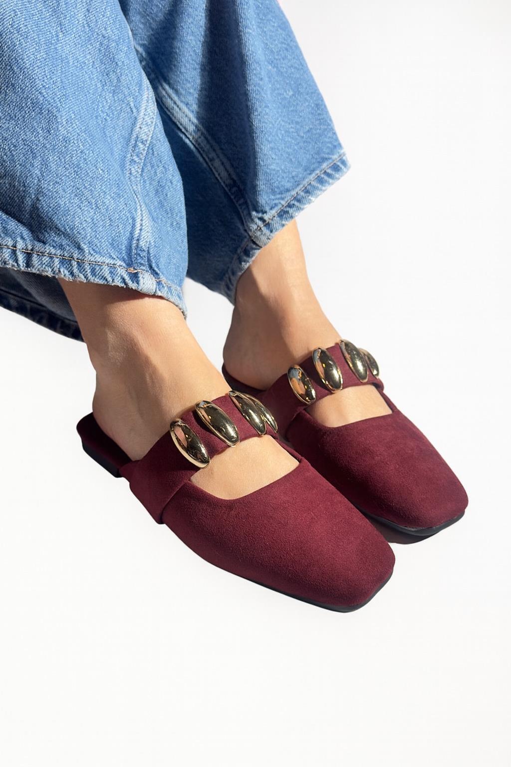 Diva Süet Terlik Bordo - Kışlık Terlik