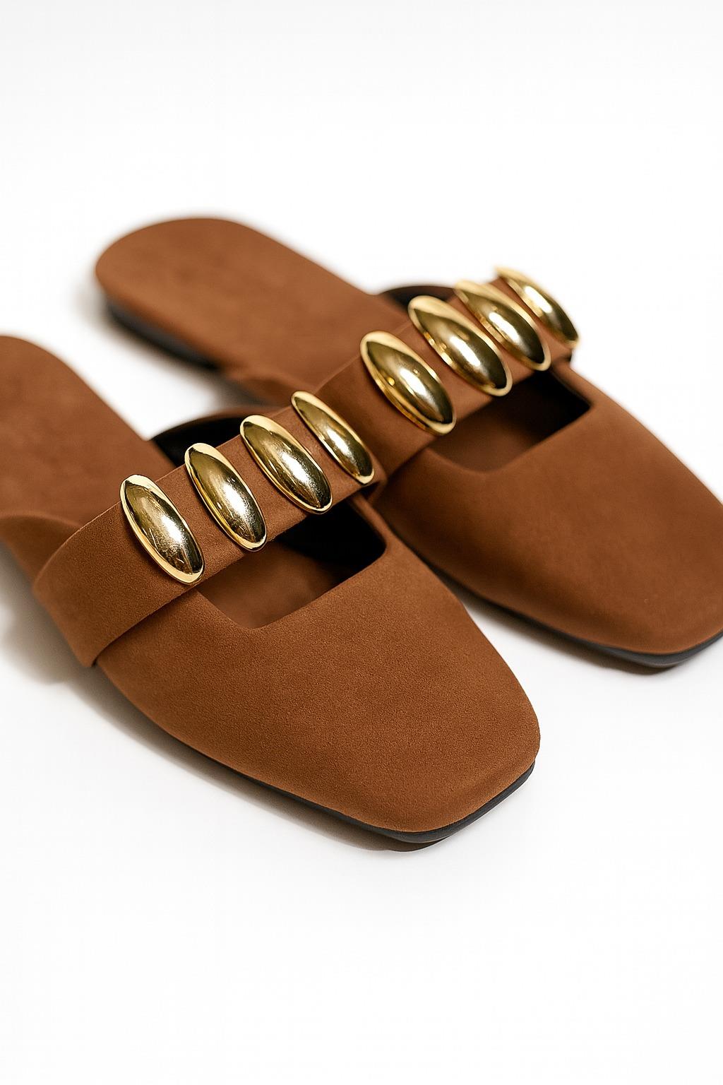 Diva Süet Terlik Taba - Kışlık Terlik