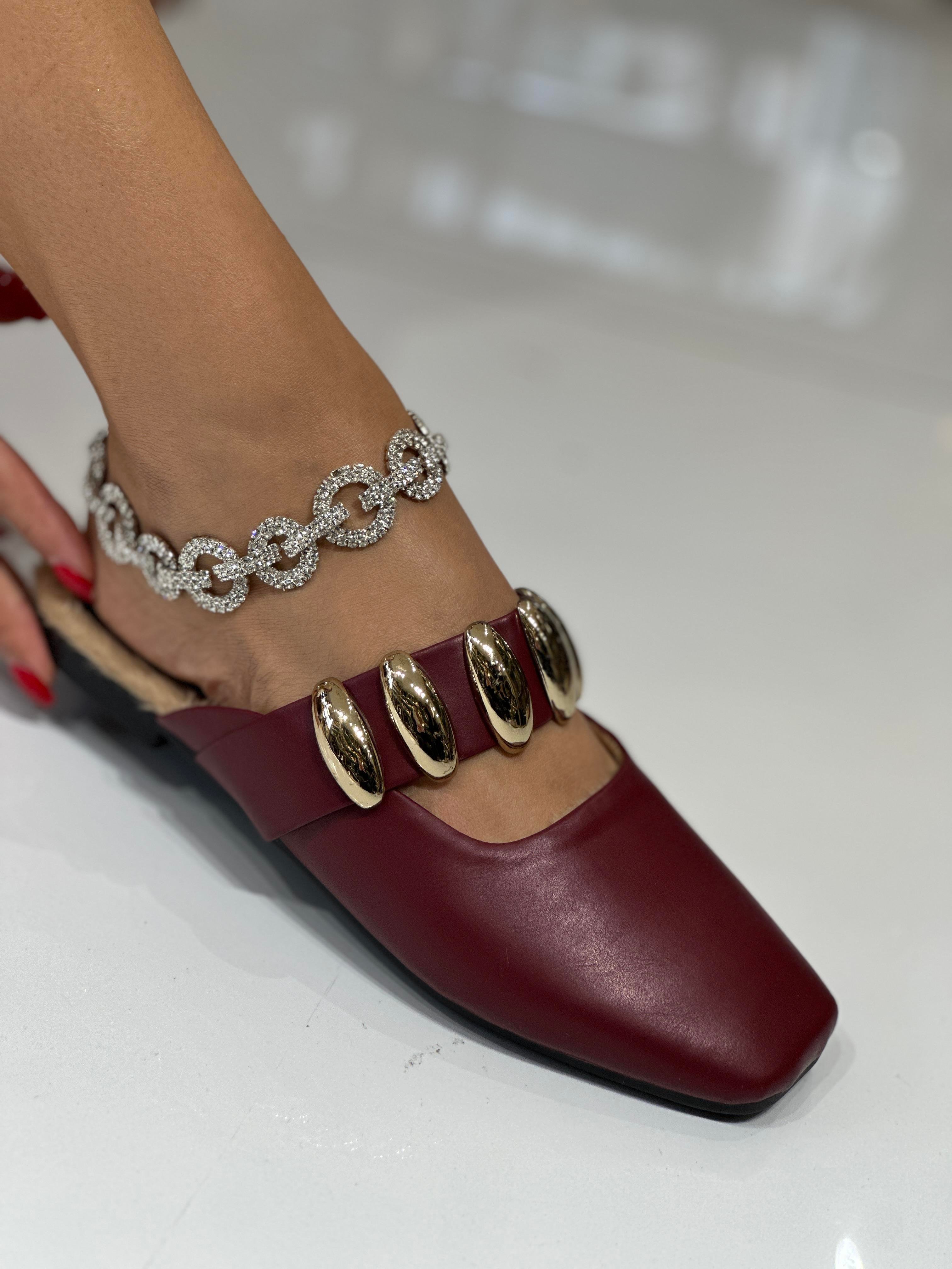 Diva Terlik Bordo - Düz Taban Terlik