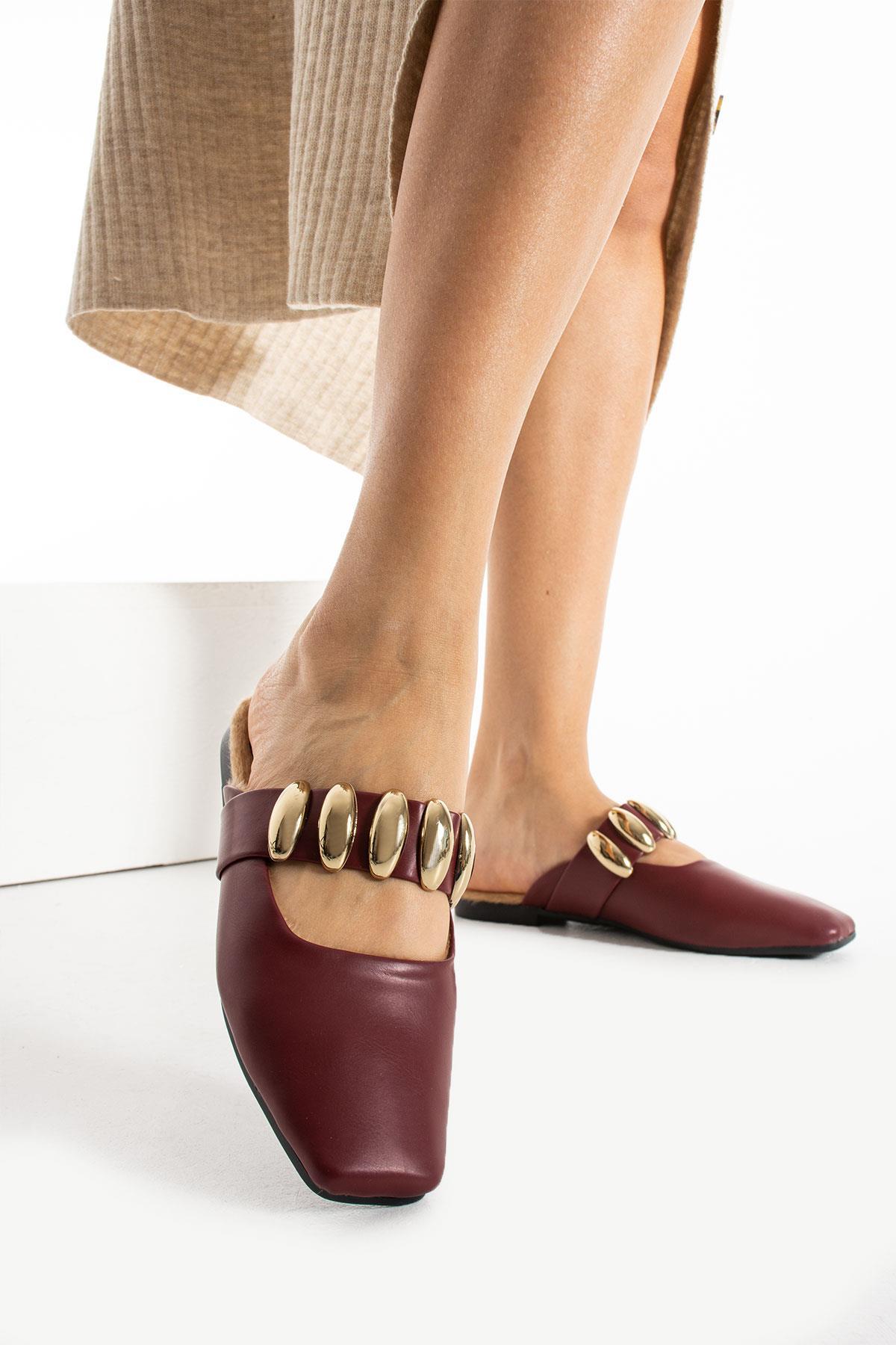 Diva Terlik Bordo - Düz Taban Terlik