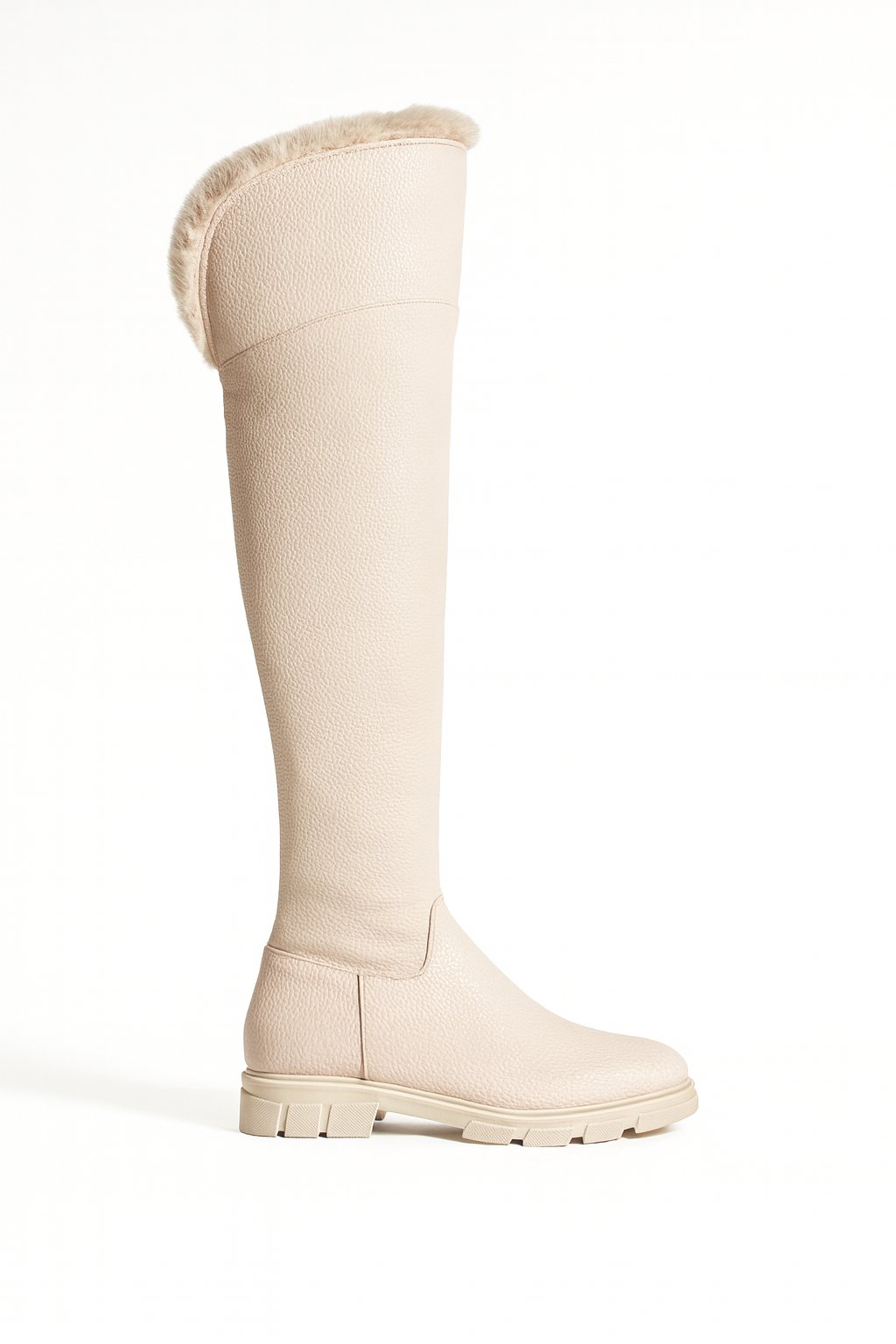 Dokka Diz Üstü Uzun Çizme Bej - Düz Çizme