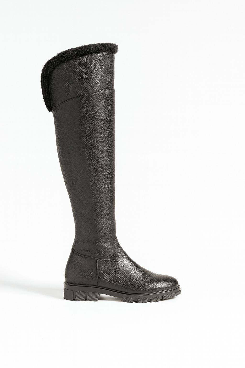 Dokka Diz Üstü Uzun Çizme Siyah - Düz Çizme