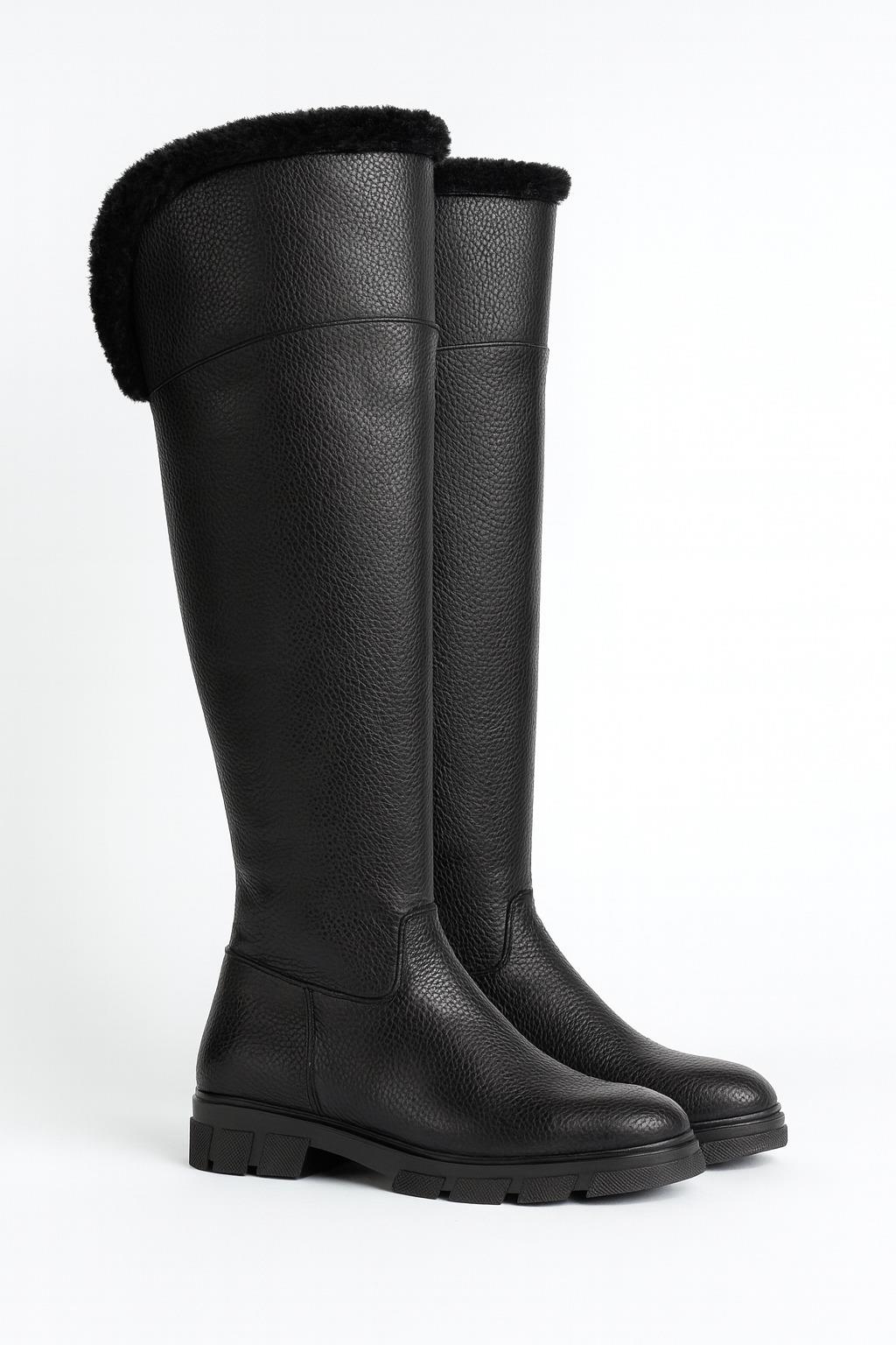 Dokka Diz Üstü Uzun Çizme Siyah - Düz Çizme