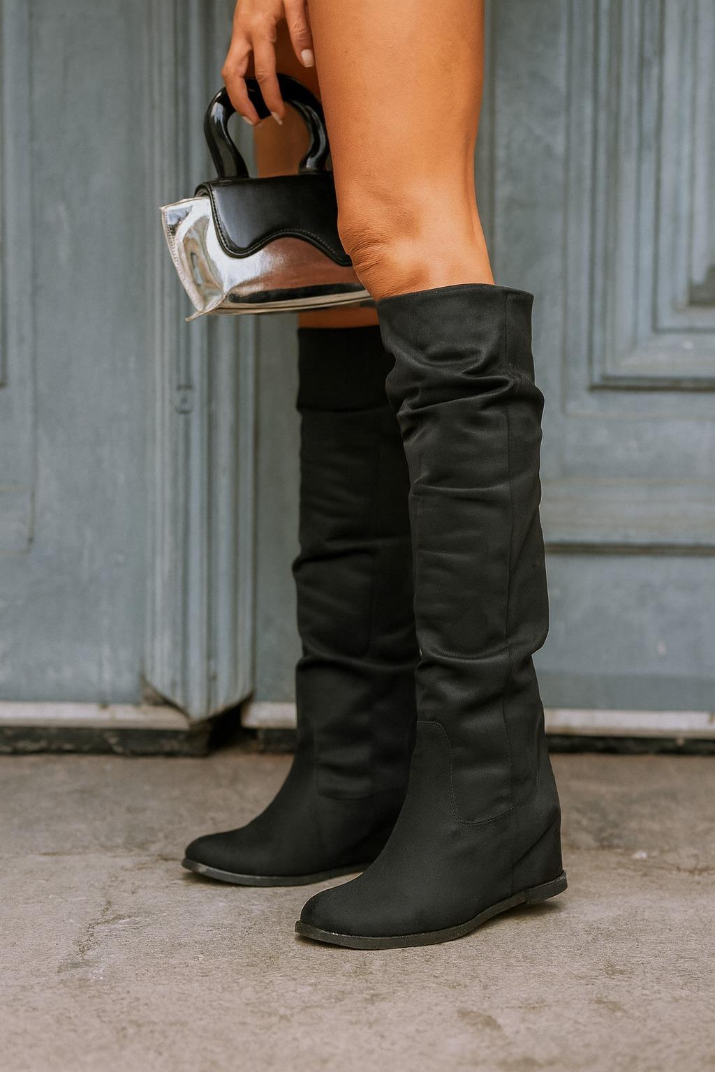 Dream Gizli Topuk Çizme Siyah - Topuklu Çizme