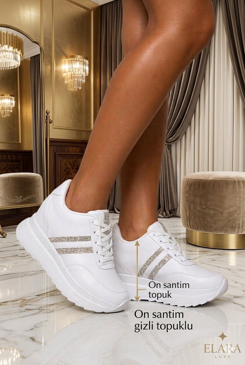 Elara Luxe Platform Gizli Topuk Spor Ayakkabı Beyaz - Spor Ayakkabı