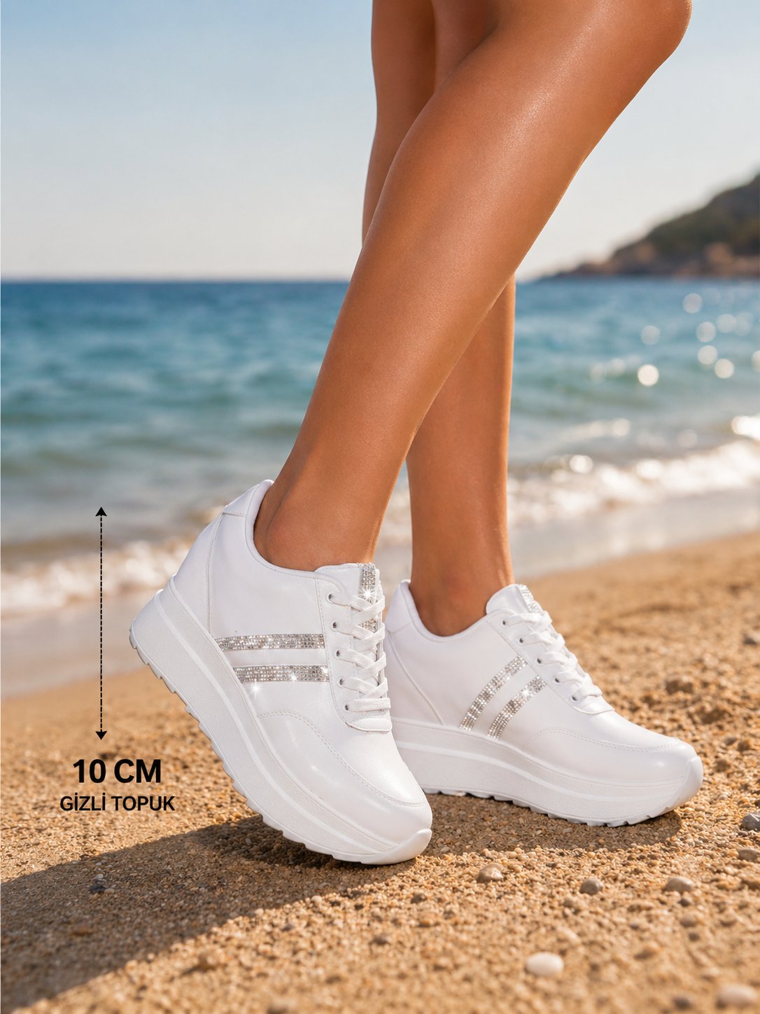 Elara Luxe Platform Gizli Topuk Spor Ayakkabı Beyaz - Spor Ayakkabı