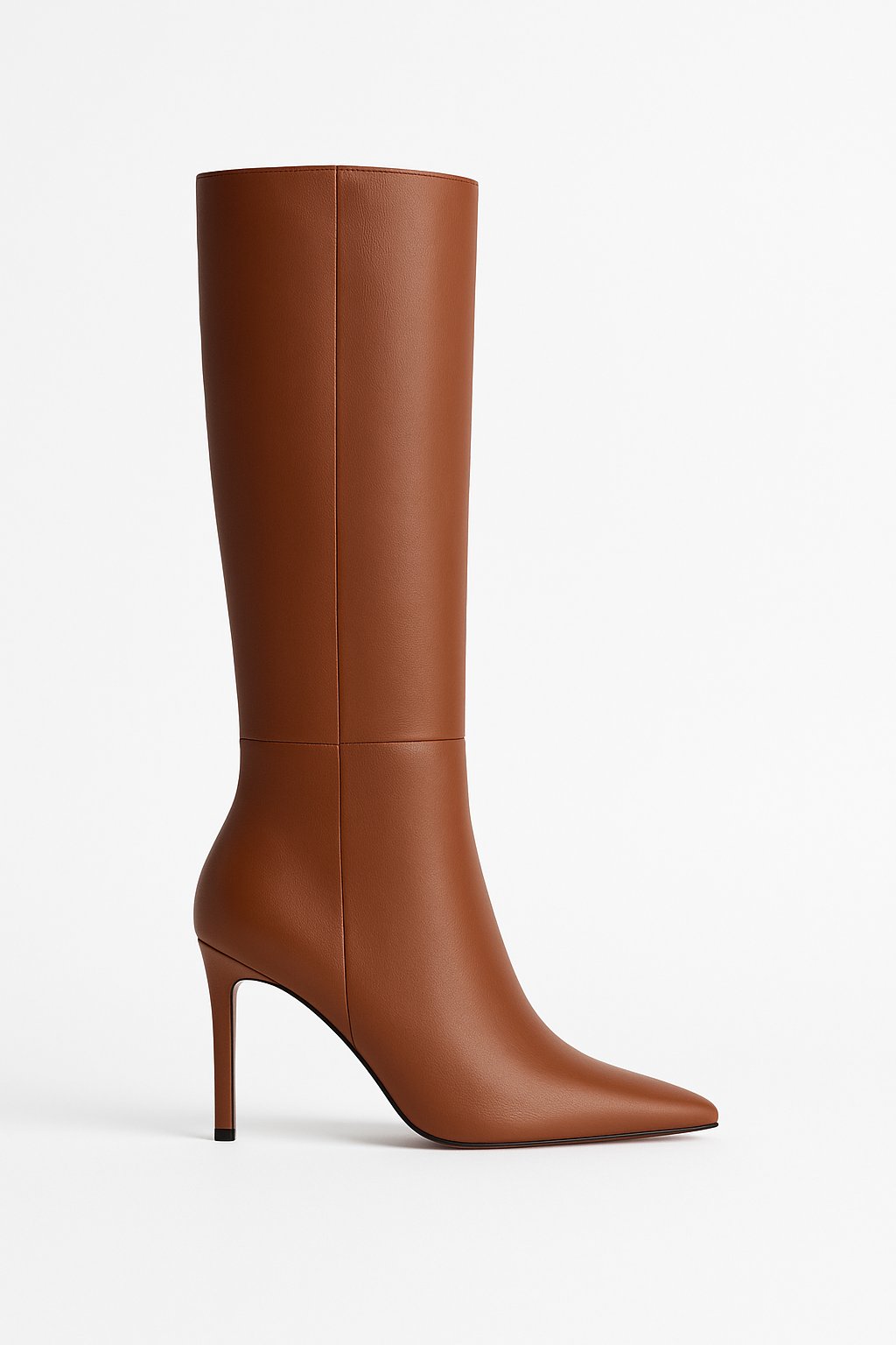 Elegance Hakiki Deri İnce Topuklu Çizme Taba - Topuklu Çizme